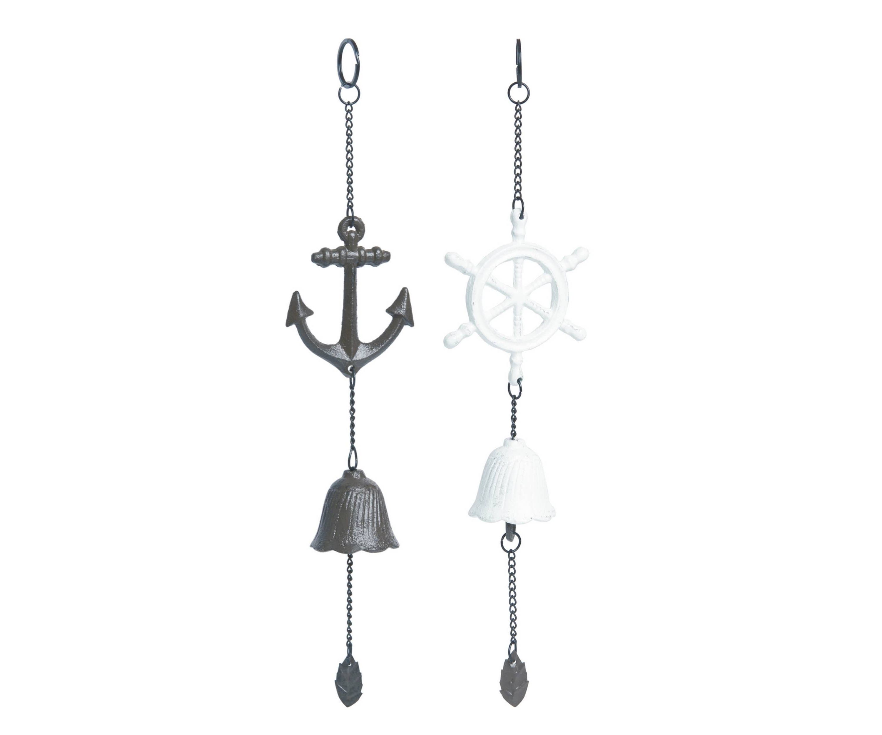 Transpac Iron Hanging Coastal Bell Set of 2 Spring Home Decorations