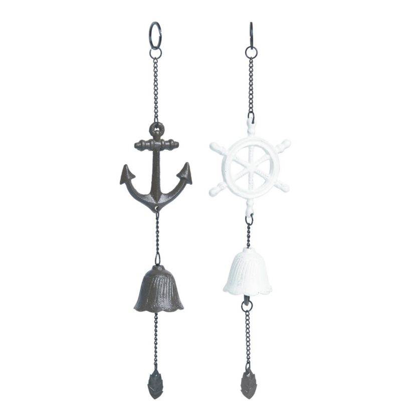 Transpac Iron Hanging Coastal Bell Set of 2 Spring Home Decorations
