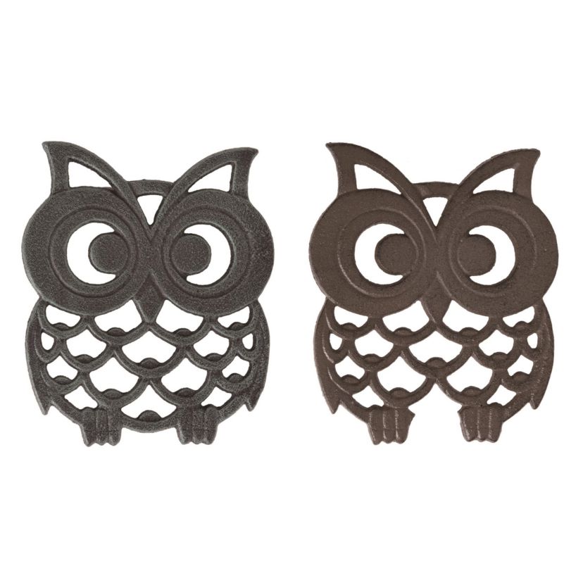 Transpac Iron Owl Trivet Set of 2 Spring Home Decorations