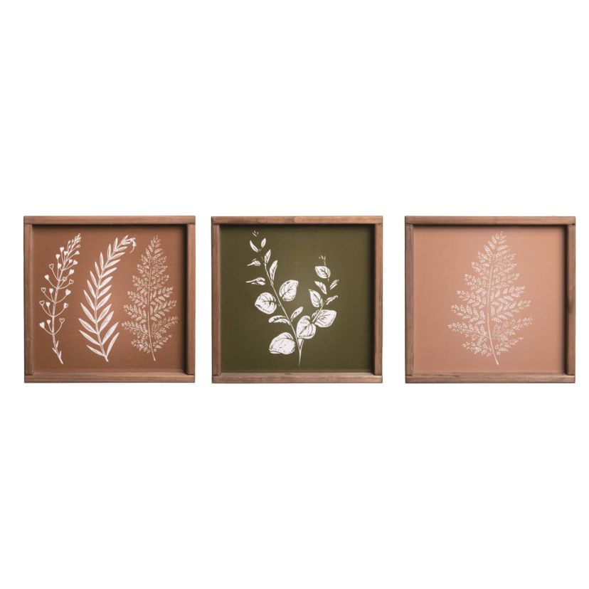 Transpac Wood 12.38" Multicolor Spring Calming Block Decor Set of 3