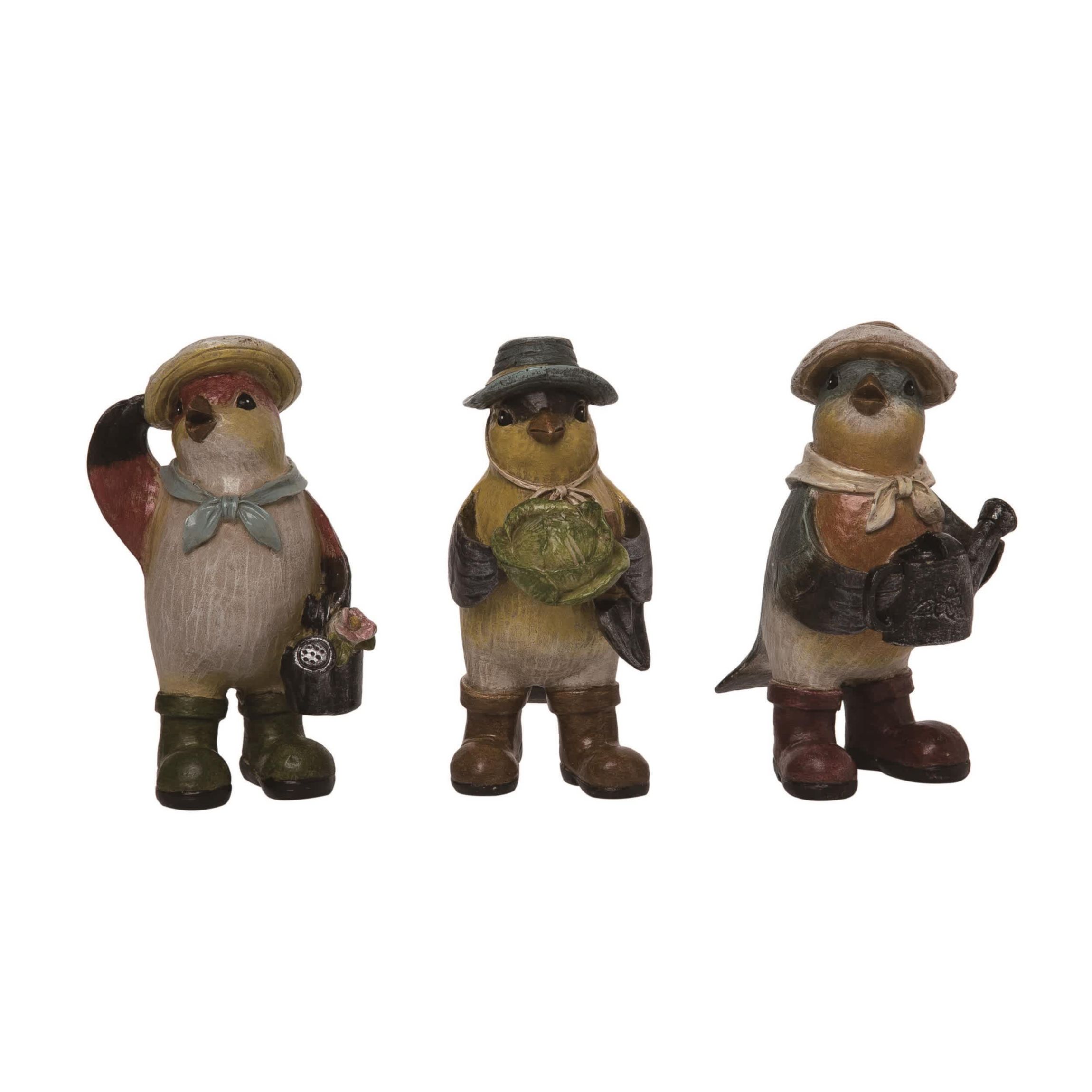 Transpac Resin Farmer Bird Set of 3 Spring Home Decorations