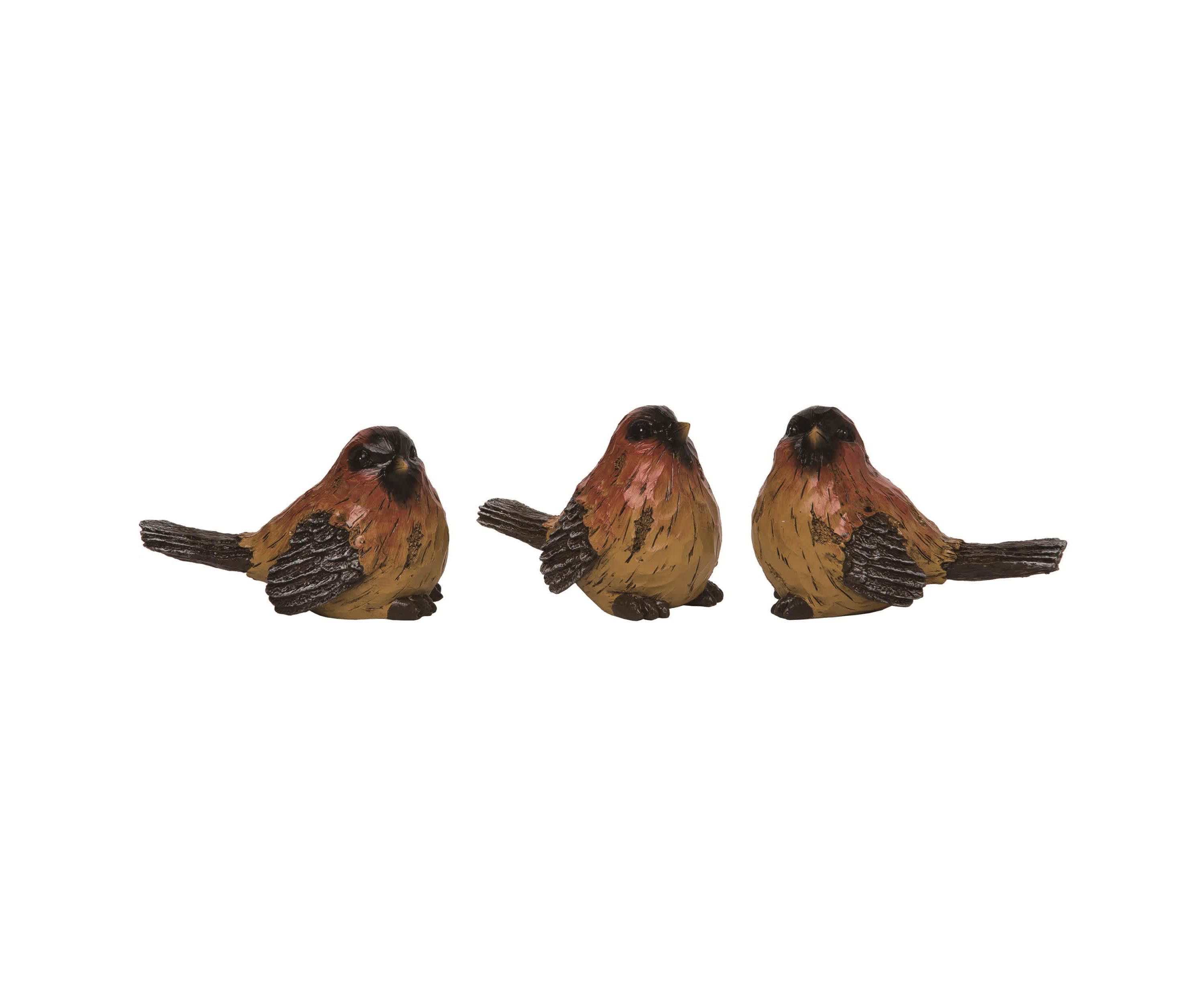 Transpac Medium Resin Deep Red Bird Set of 3 Spring Home Decorations