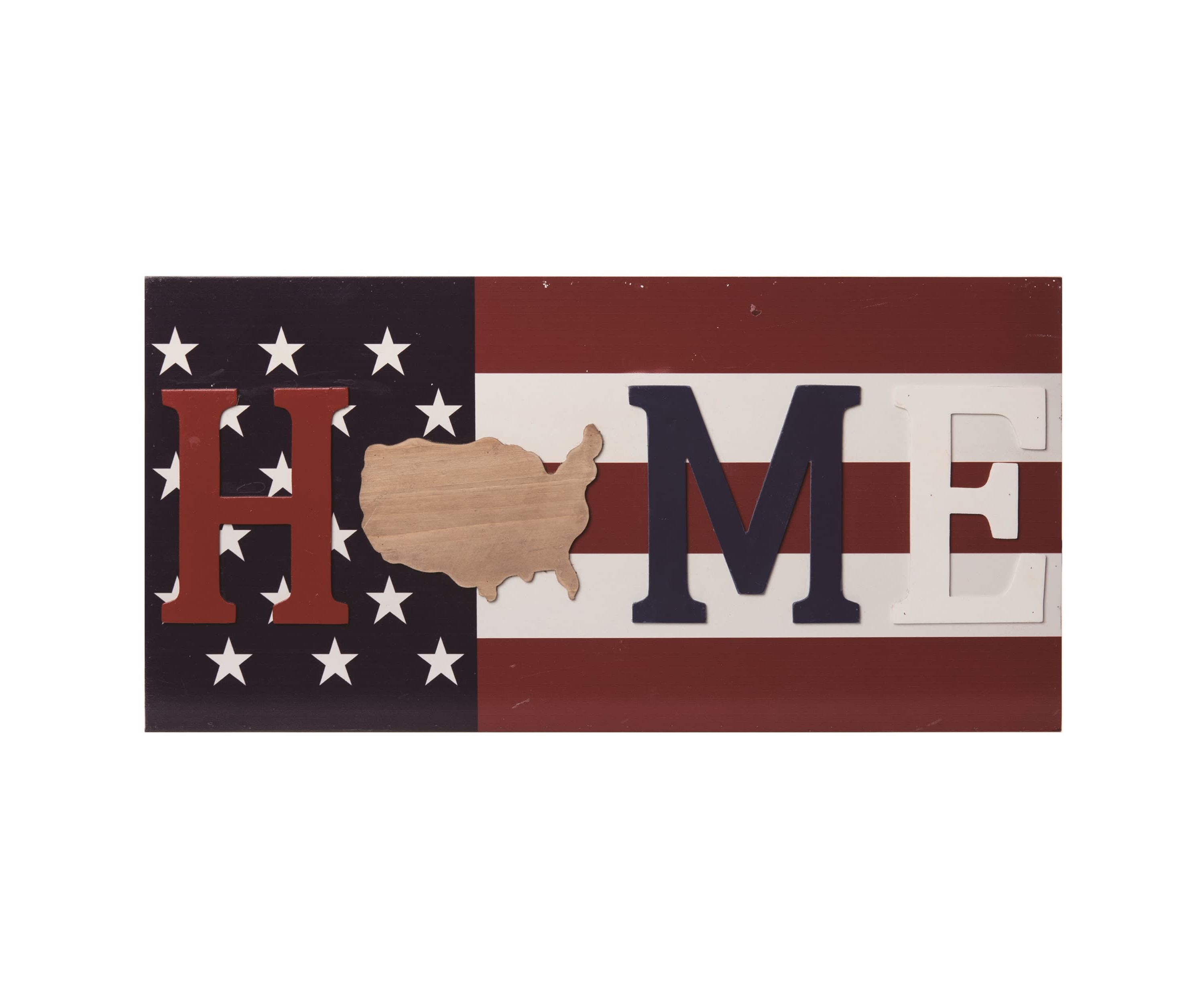 Transpac Wood 23.63" Multicolor Spring HOME Flag Decor Block