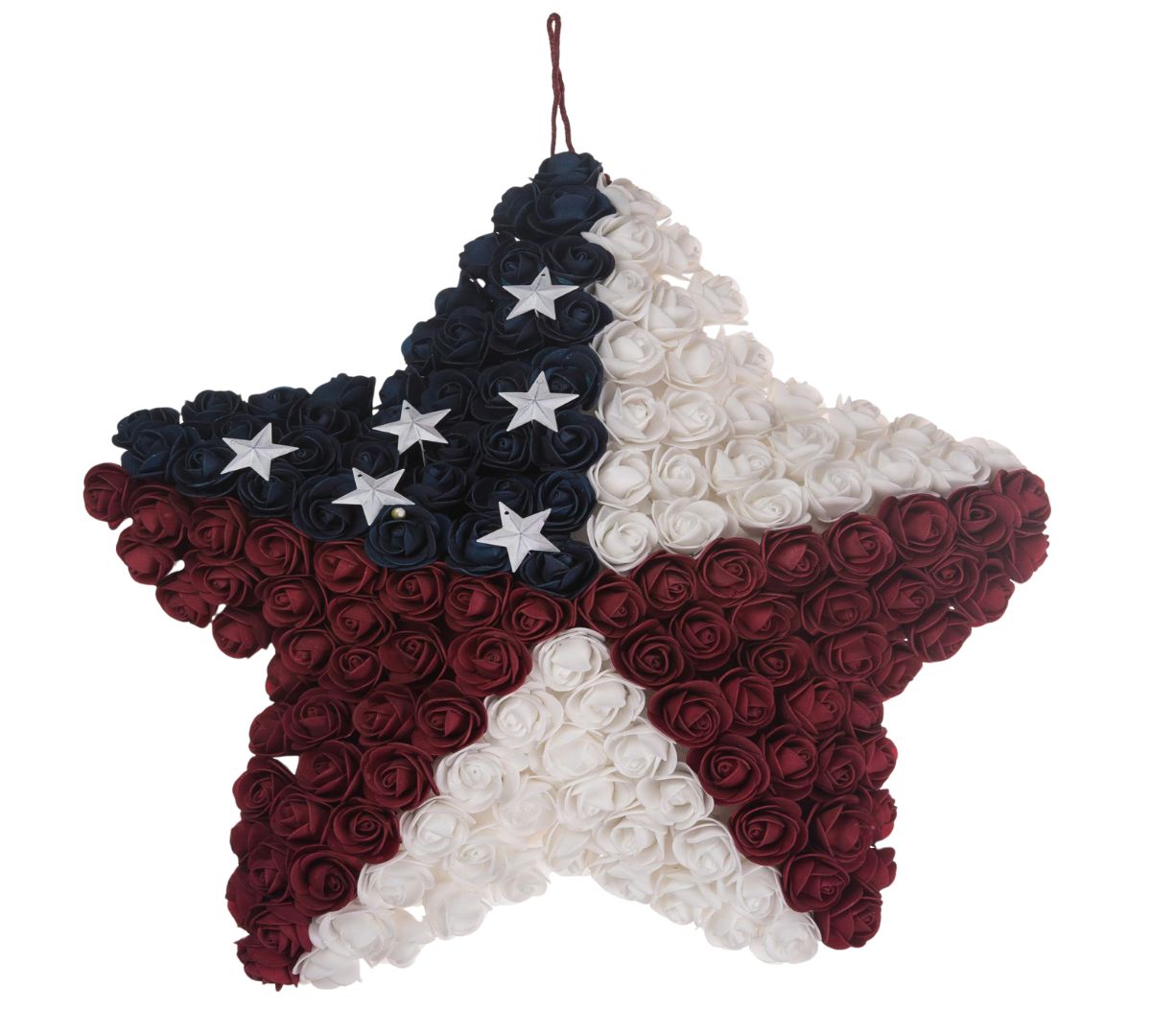 Transpac Floral 18 in. Patriotic Silk Rose Star Decor