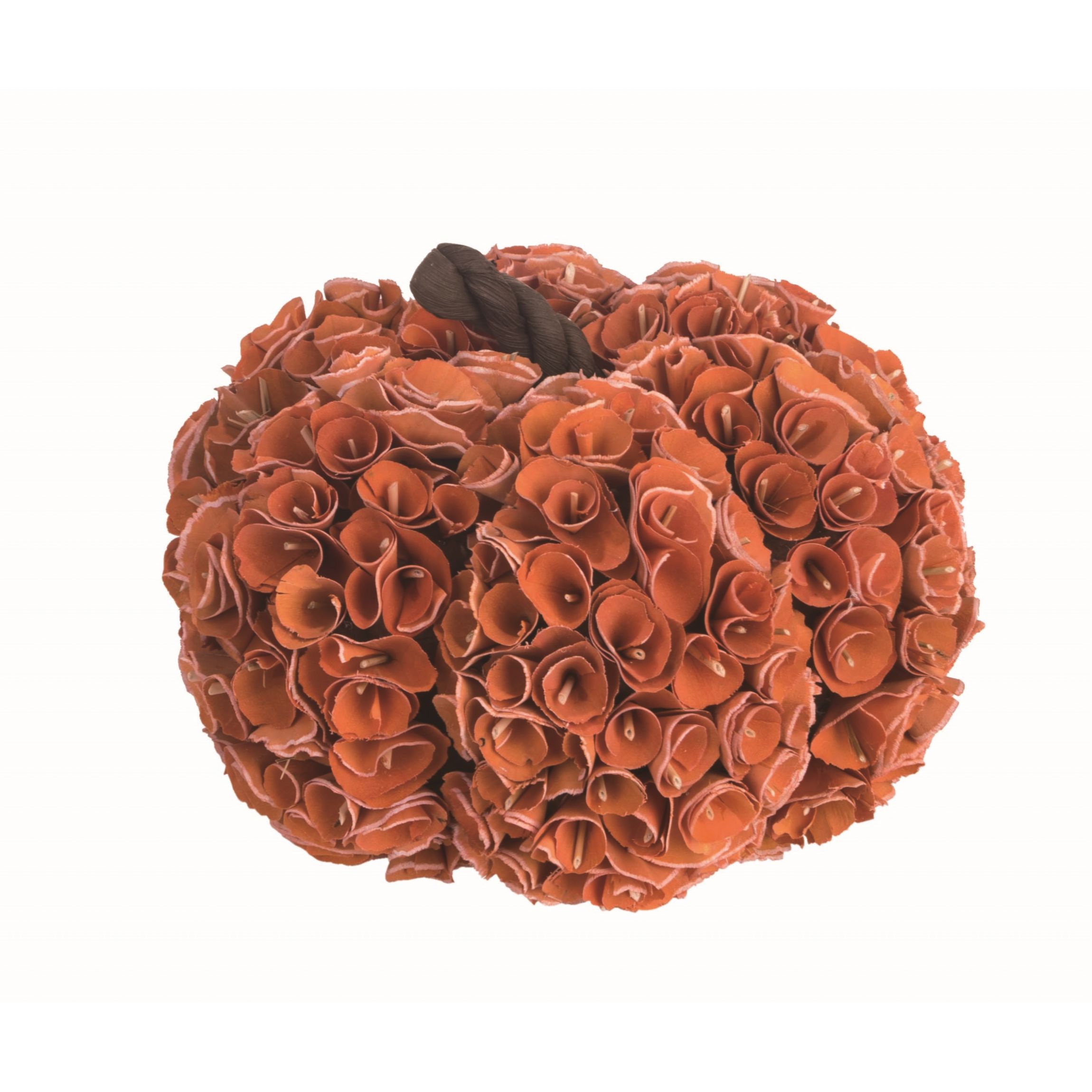 Transpac Orange Harvest Rosette Pumpkin Wood Tabletop Decoration, 8.5L x 8.5W x 7.0 inches