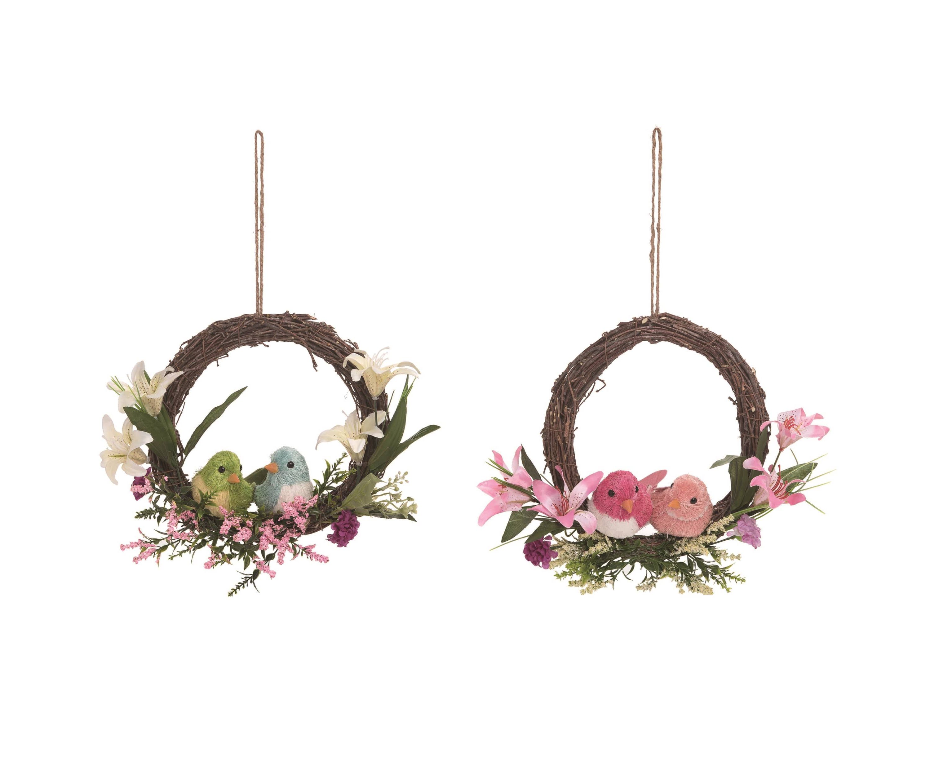 Transpac Twig Tropical Bird Wreath Set of 2 Spring Home Decorations