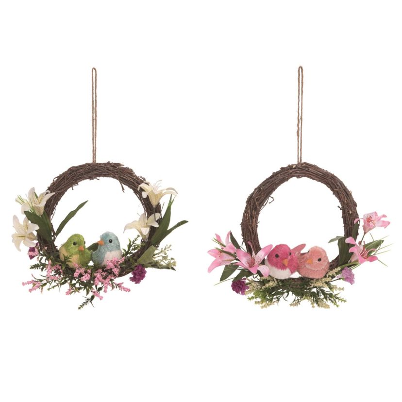 Transpac Twig Tropical Bird Wreath Set of 2 Spring Home Decorations