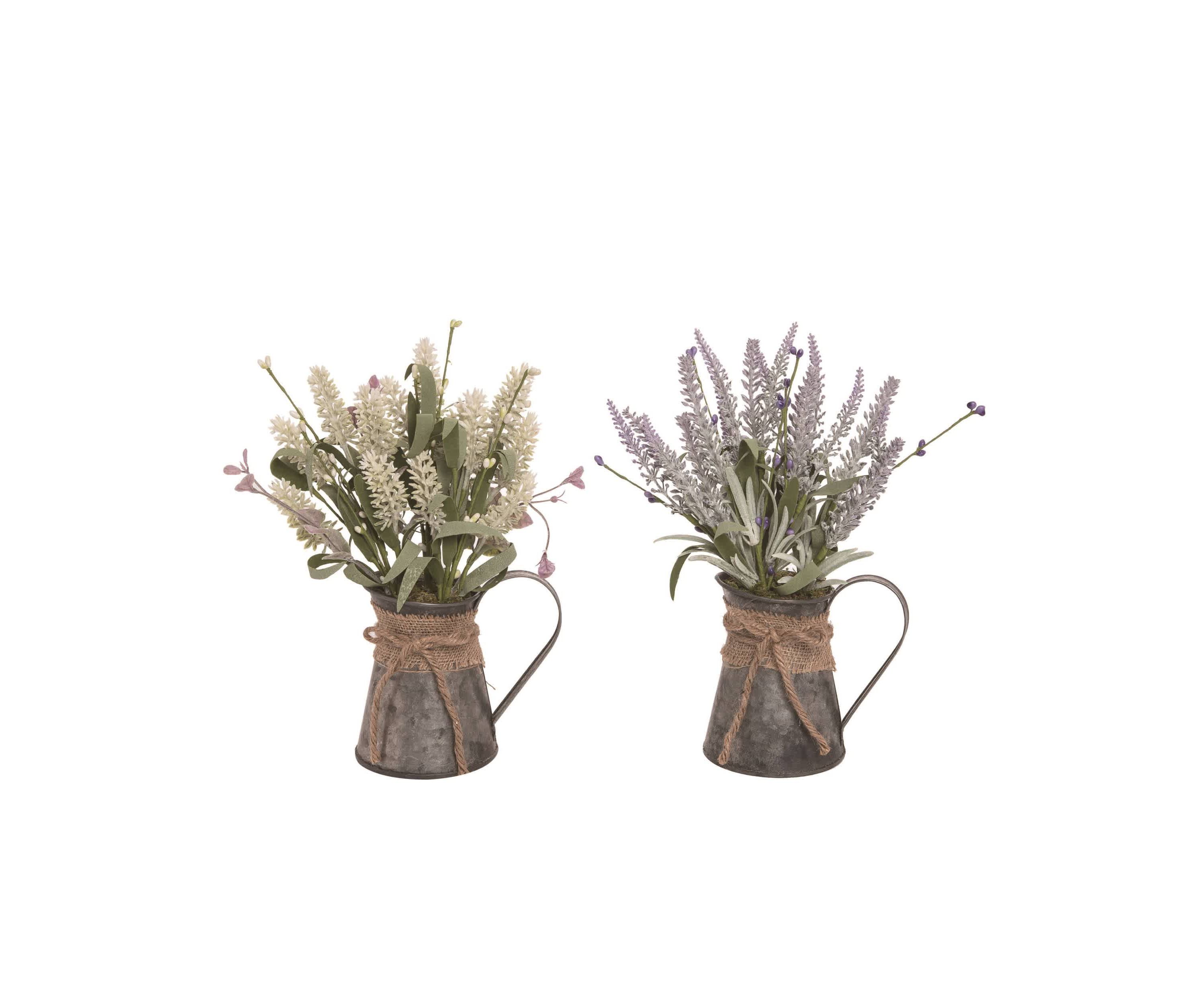Transpac Lavender Bucket Set of 2 Spring Home Decorations