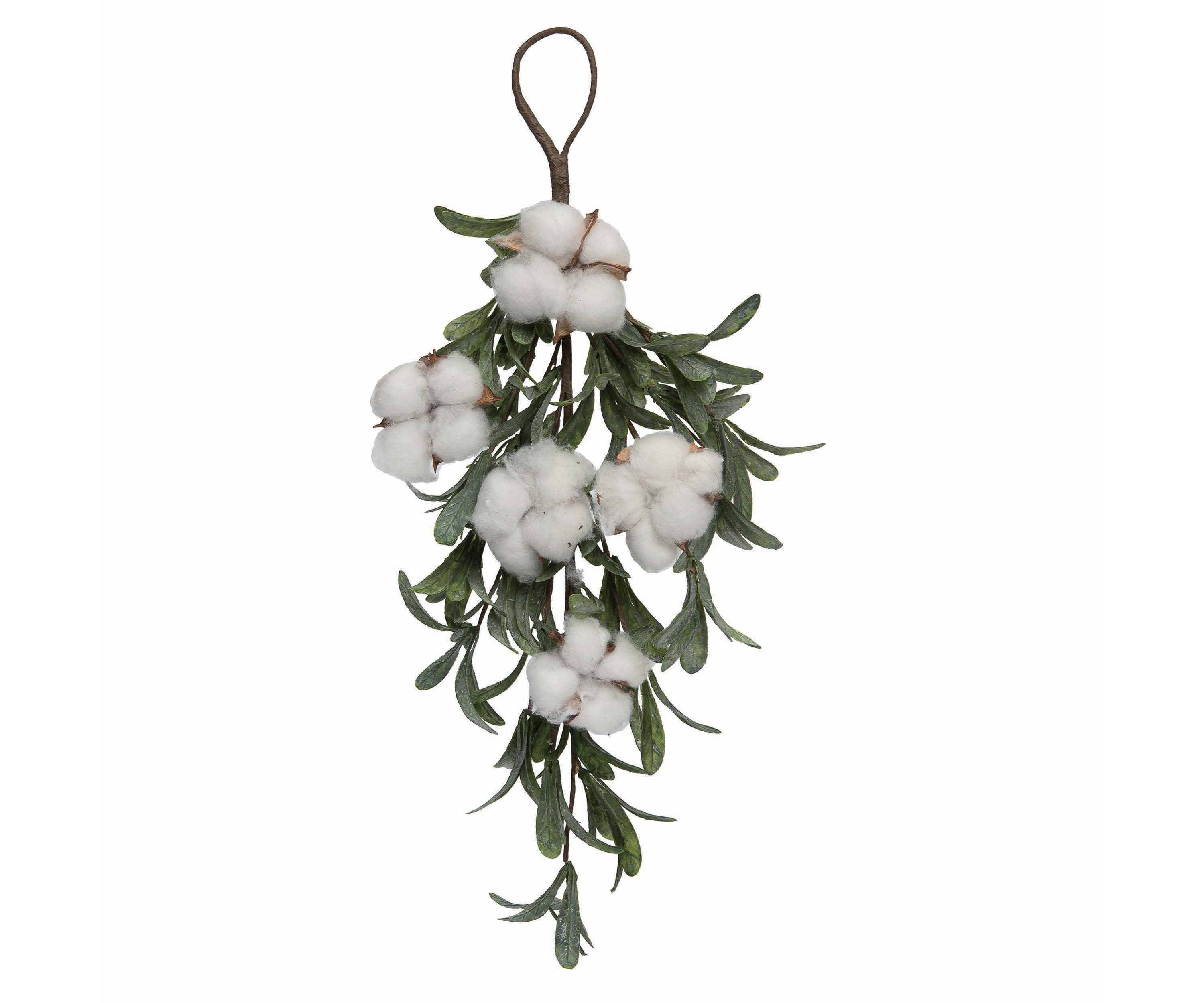 Transpac Cotton 17.75 in. Multicolor Spring Cotton and Sage Drop