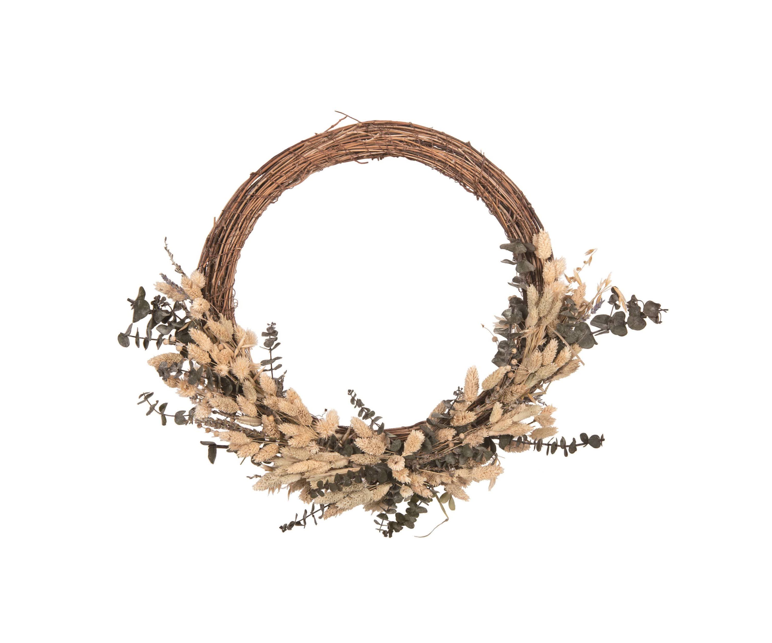 Transpac Natural Fiber 24.02" Multicolor Spring Twig and Dried Greenery Wreath