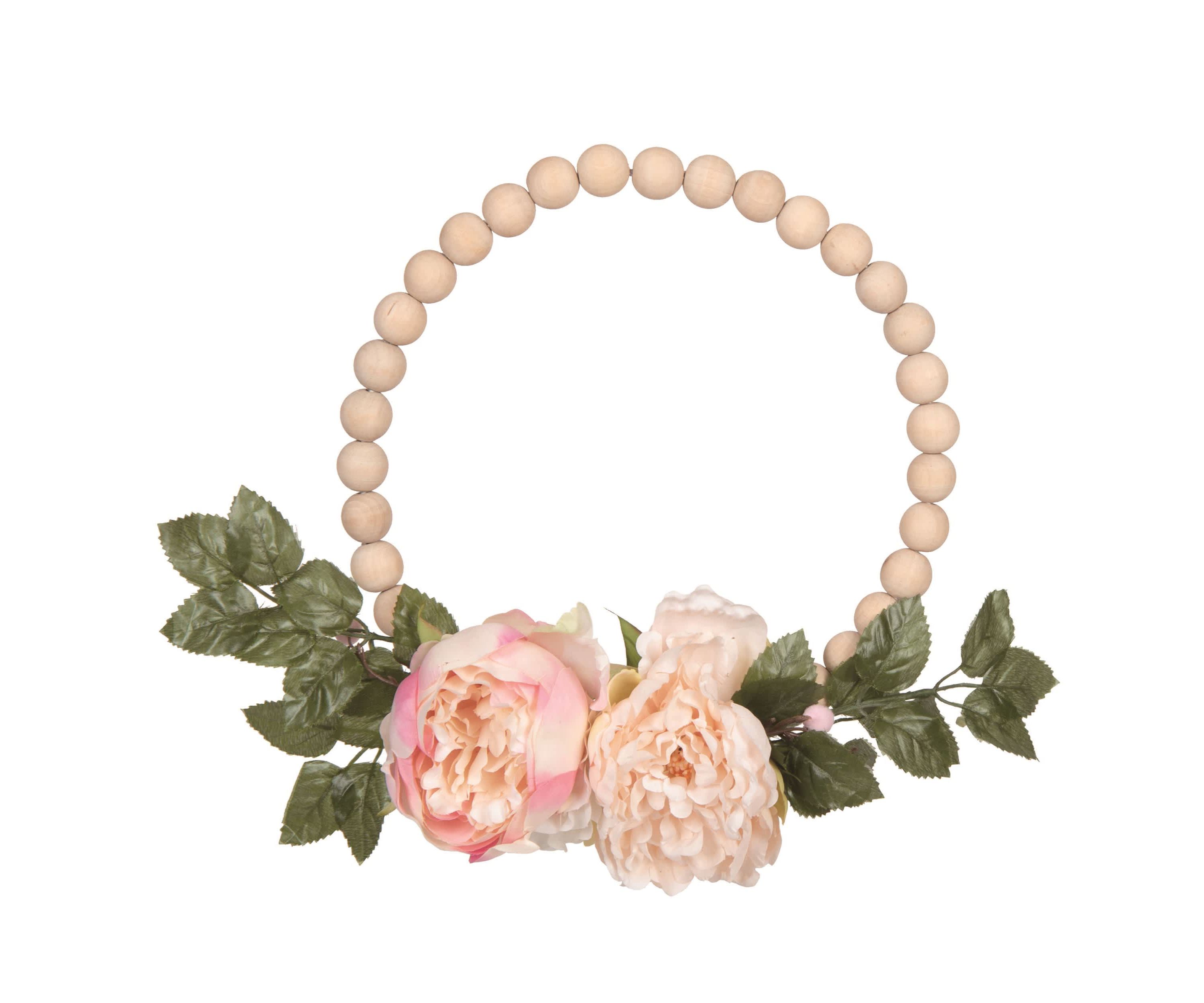 Transpac Artificial Material 17.72" Multicolor Spring Jumbo Bead Floral Wreath