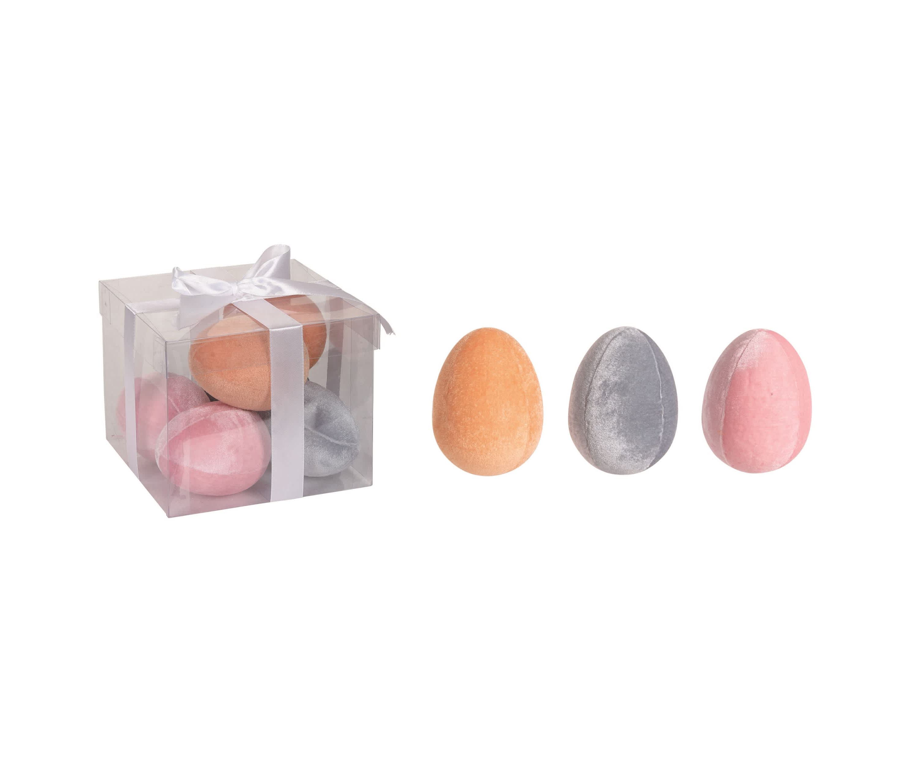 Transpac Foam 6.69 in. Multicolor Easter Velvet Egg Decor Set of 6 In Box