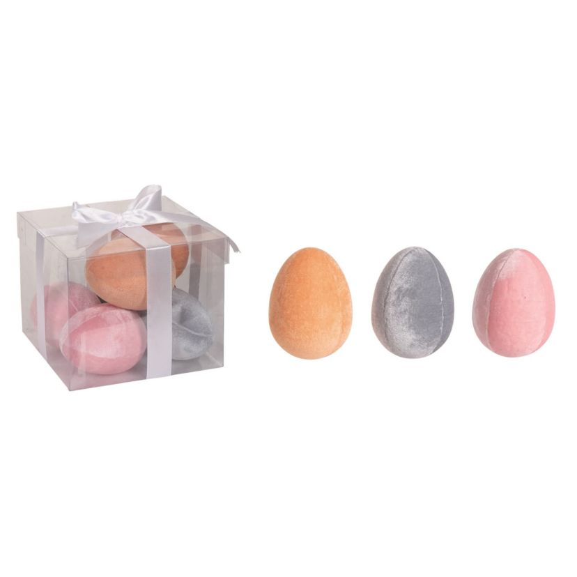 Transpac Foam 6.69 in. Multicolor Easter Velvet Egg Decor Set of 6 In Box