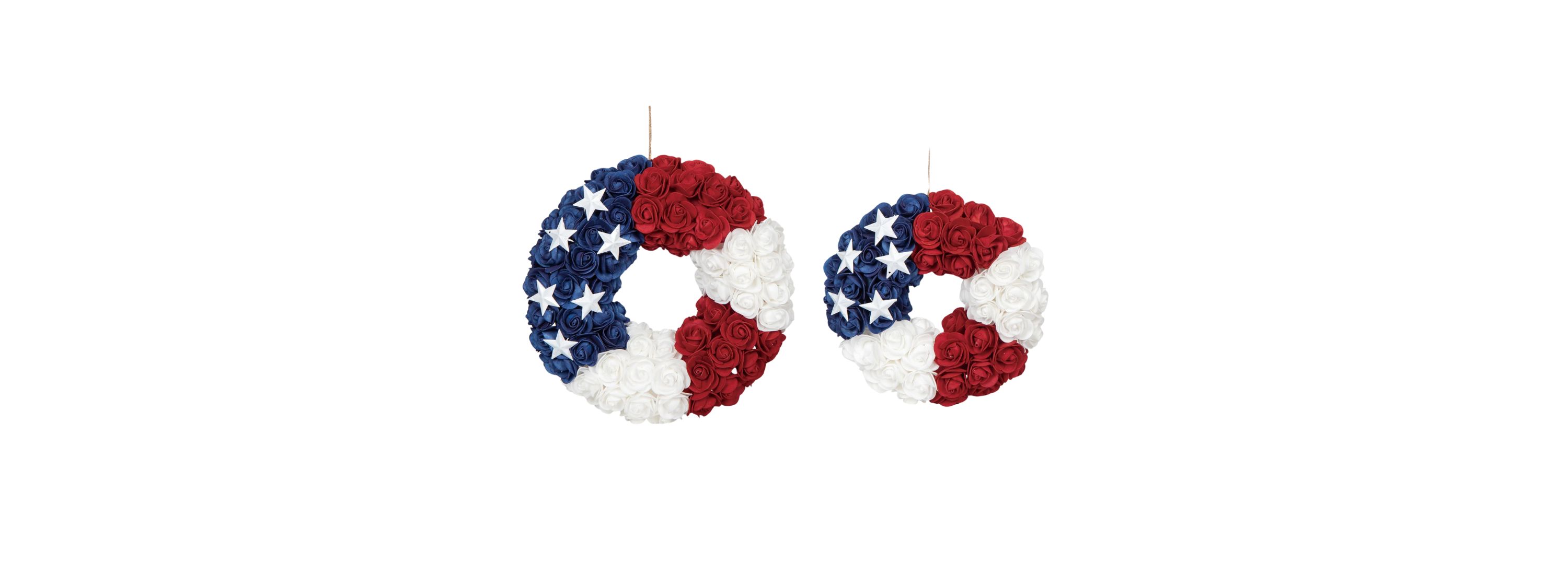 Transpac Foam 11 in. Rose Americana Wreath Set of 2