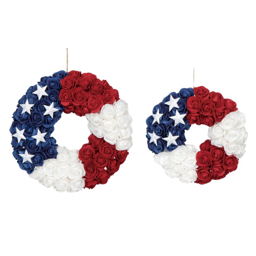 Transpac Foam 11 in. Rose Americana Wreath Set of 2
