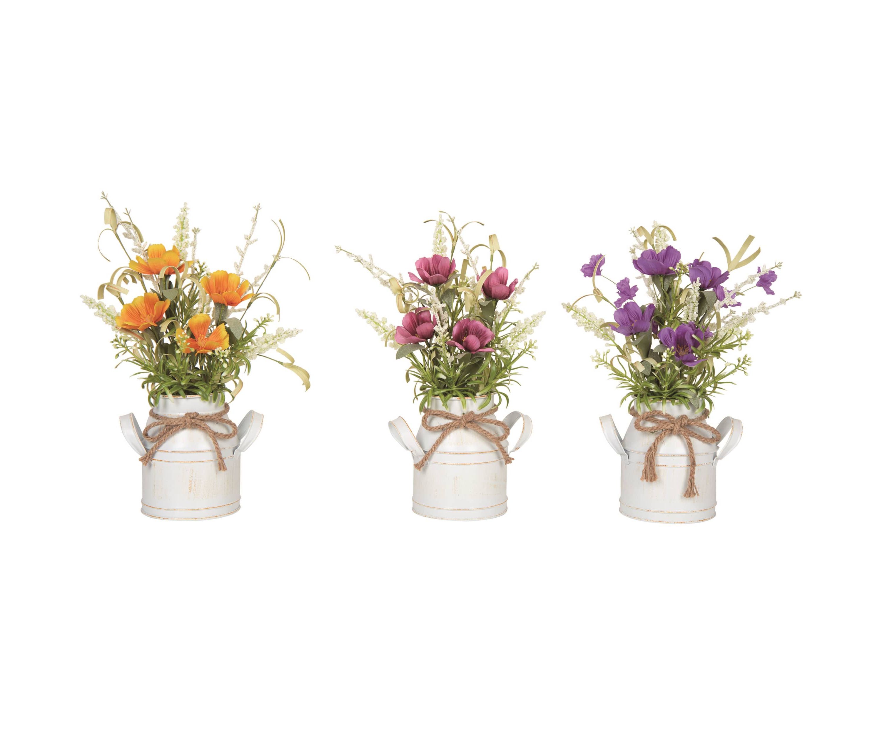 Transpac Metal Floral Jug Decor Set of 3 Spring Home Decorations