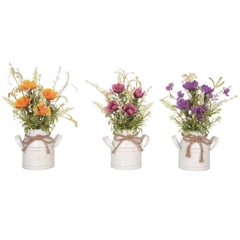 Transpac Metal Floral Jug Decor Set of 3 Spring Home Decorations