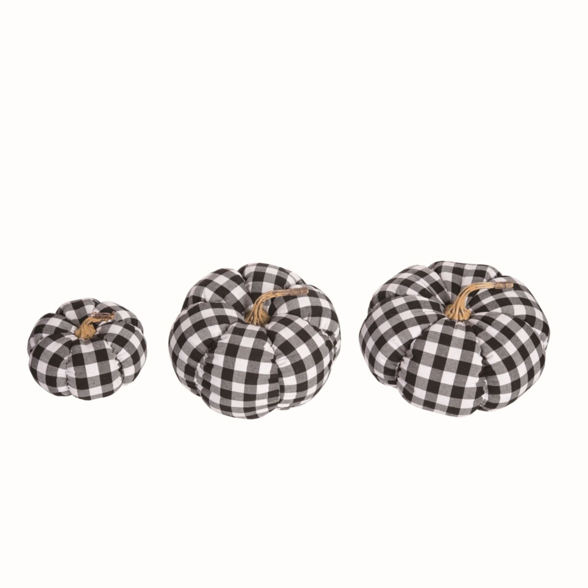 Transpac Polyester 8.66 in. Multicolor Harvest Plush Buffalo Check Pumpkins Set of 3