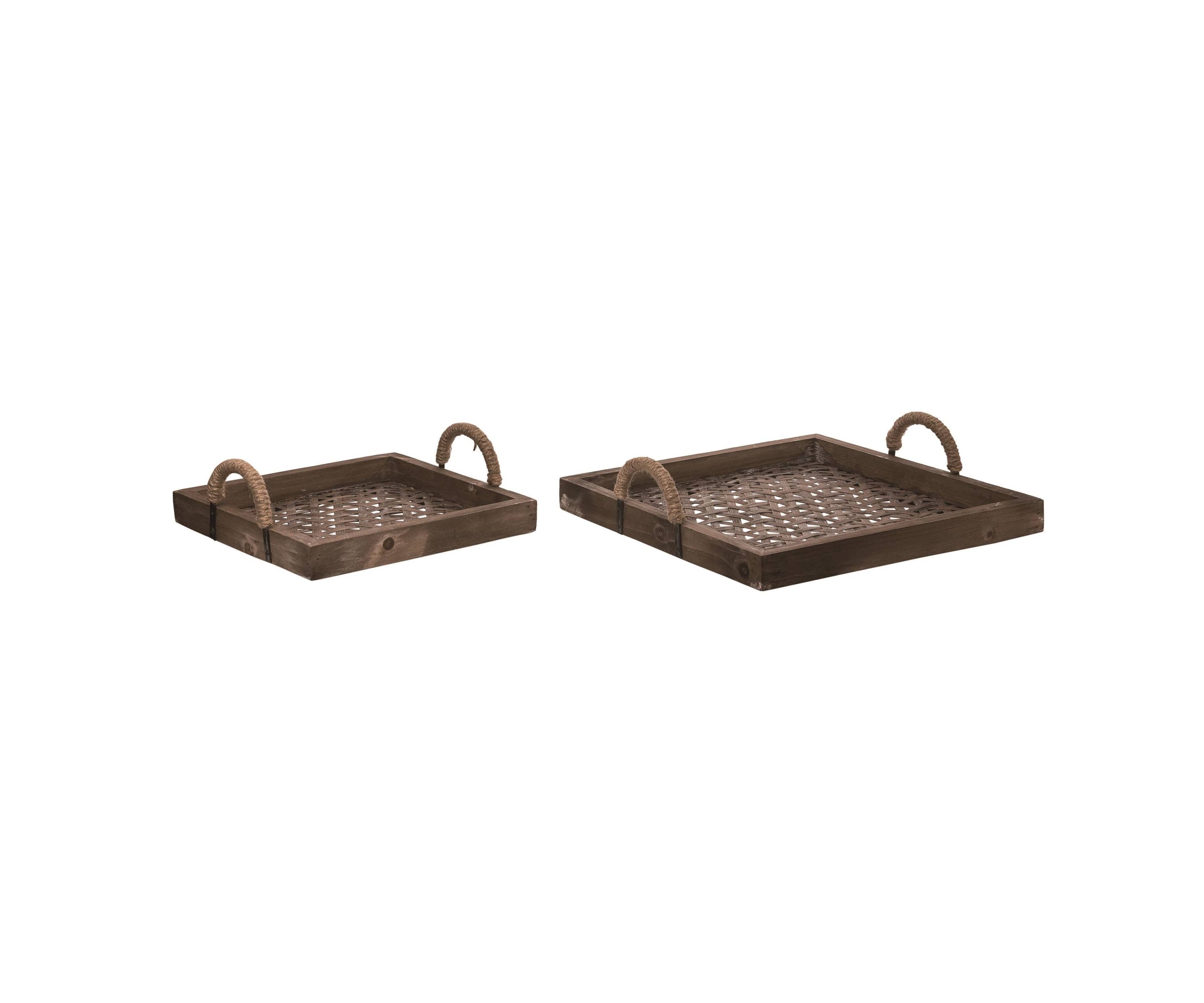 Transpac Wood Brown Everyday Bamboo Trays Set of 2