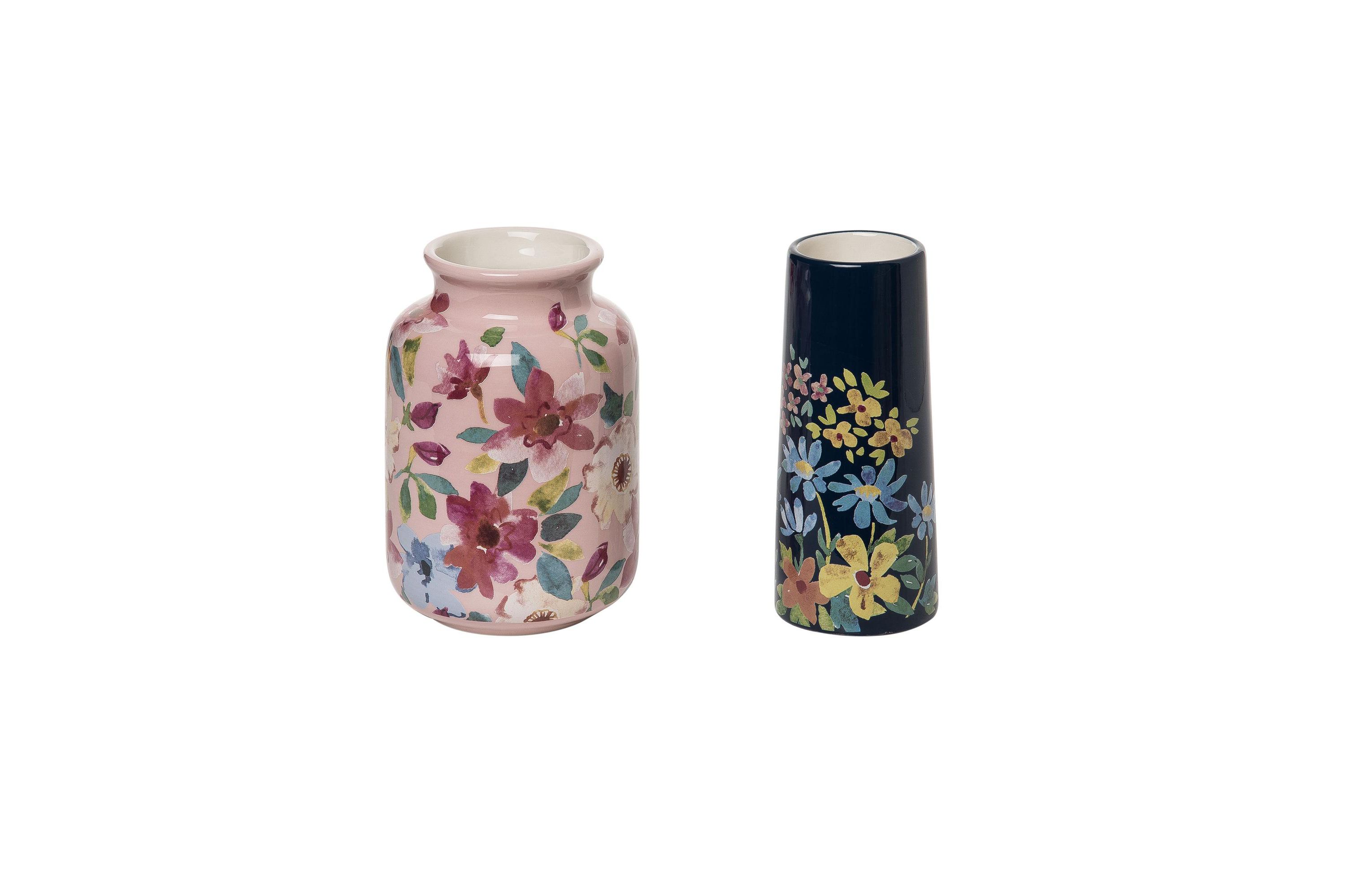 Transpac Dolomite 6 in. Multicolor Spring Floral Boutique Vase Set of 2