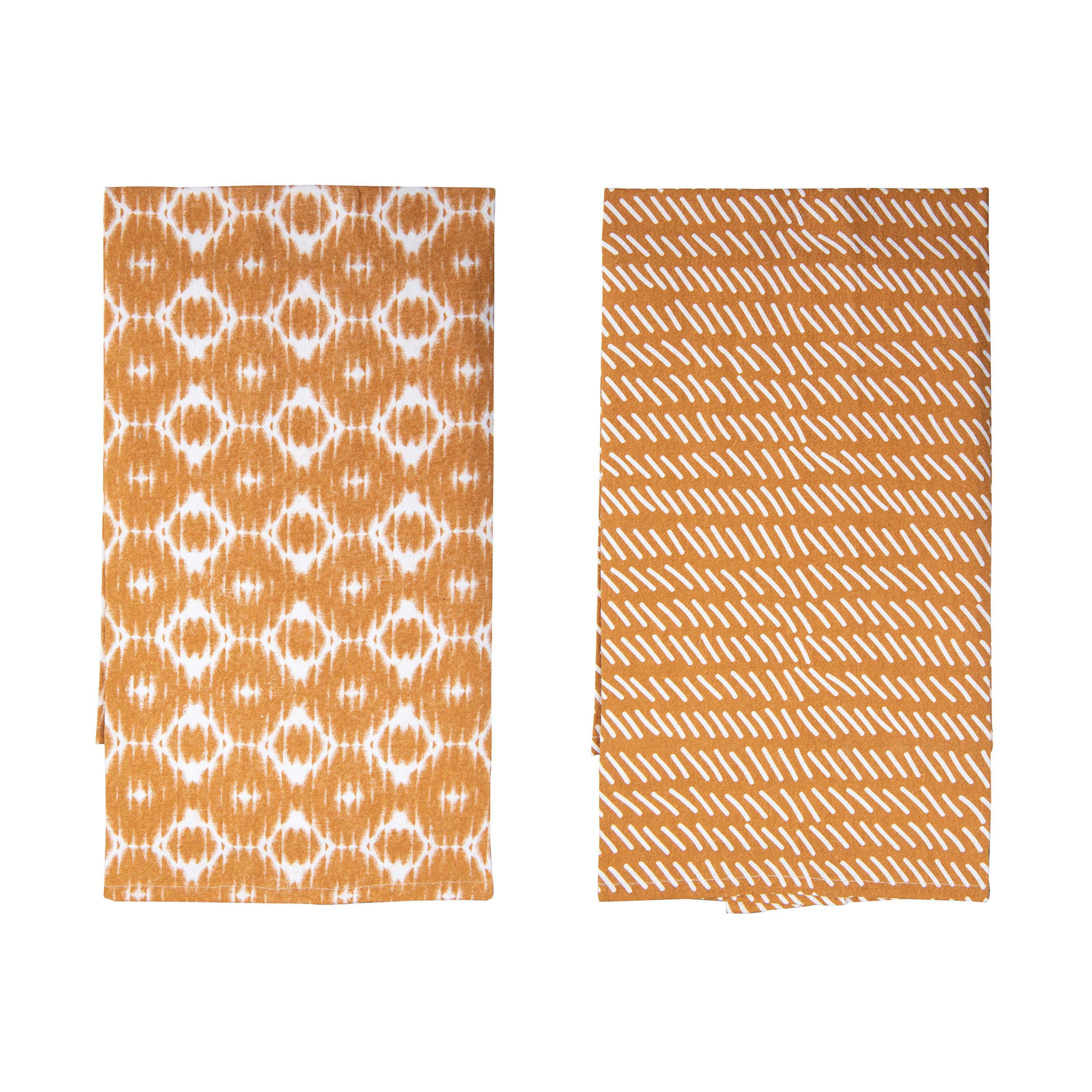 Transpac Fabric Shibori Clay Dish Towels Set of 2 Spring Home Decorations