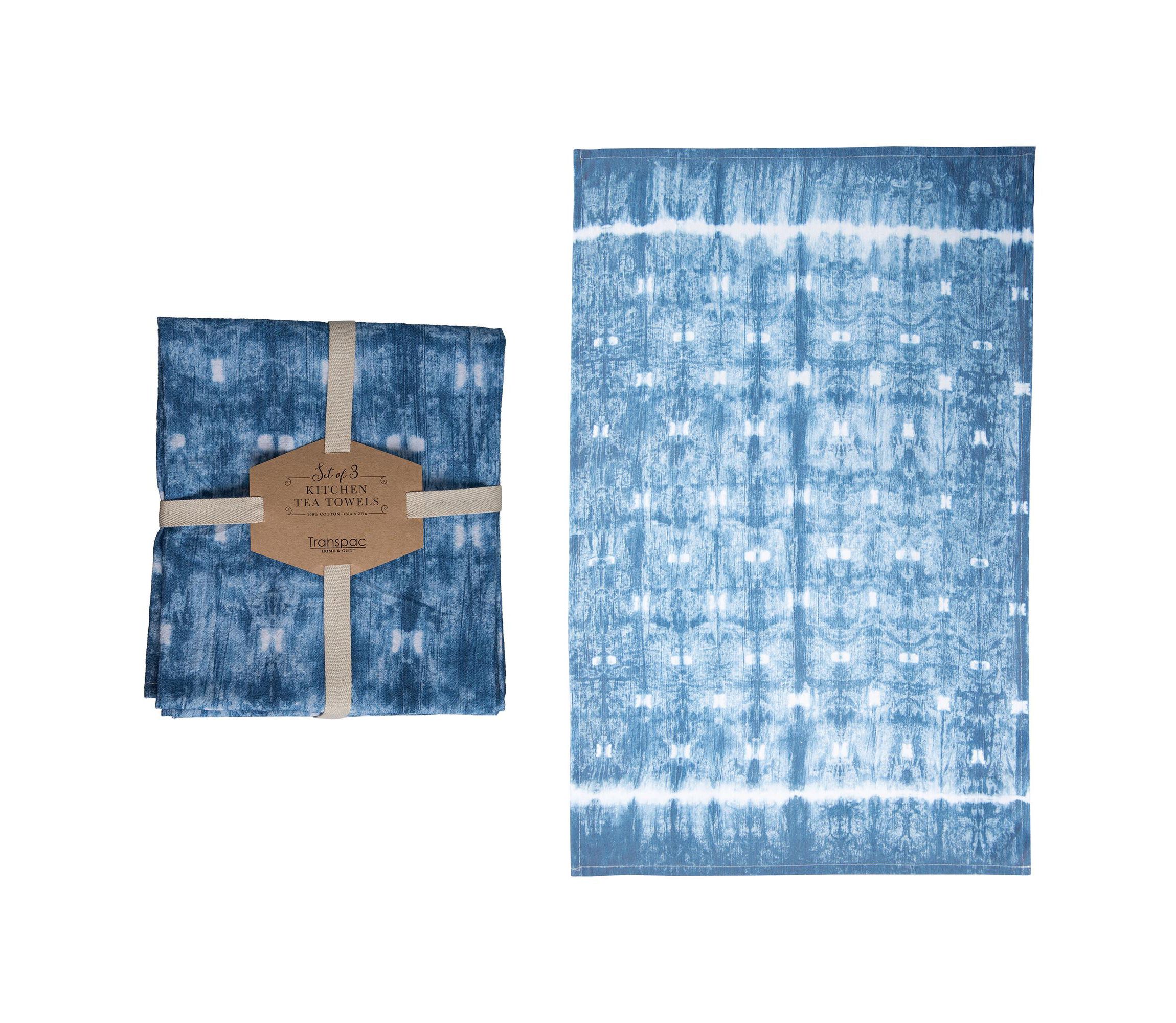 Transpac Cotton 27 in. Multicolor Spring Shibori Dish Towels Set of 3