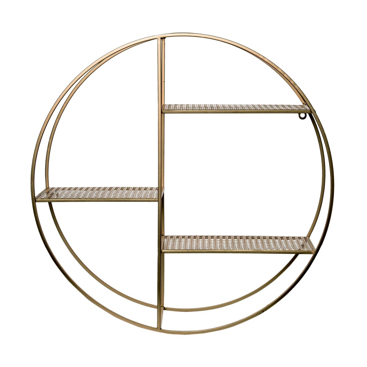 Transpac Metal 23.75 in. Gold  3-Shelf Round Wall Decor