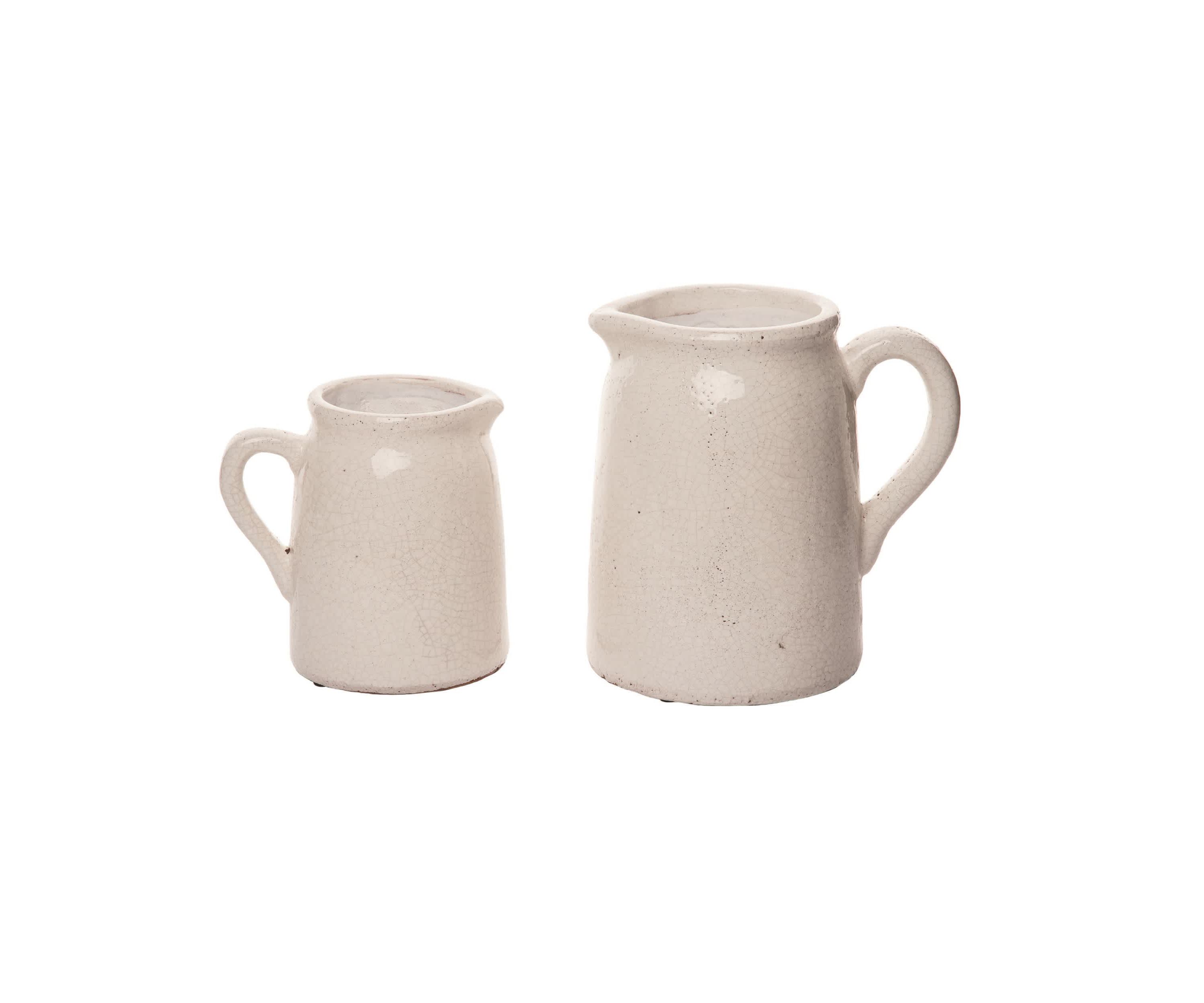 Transpac Ceramic White Everyday Ivory Jar Set of 2