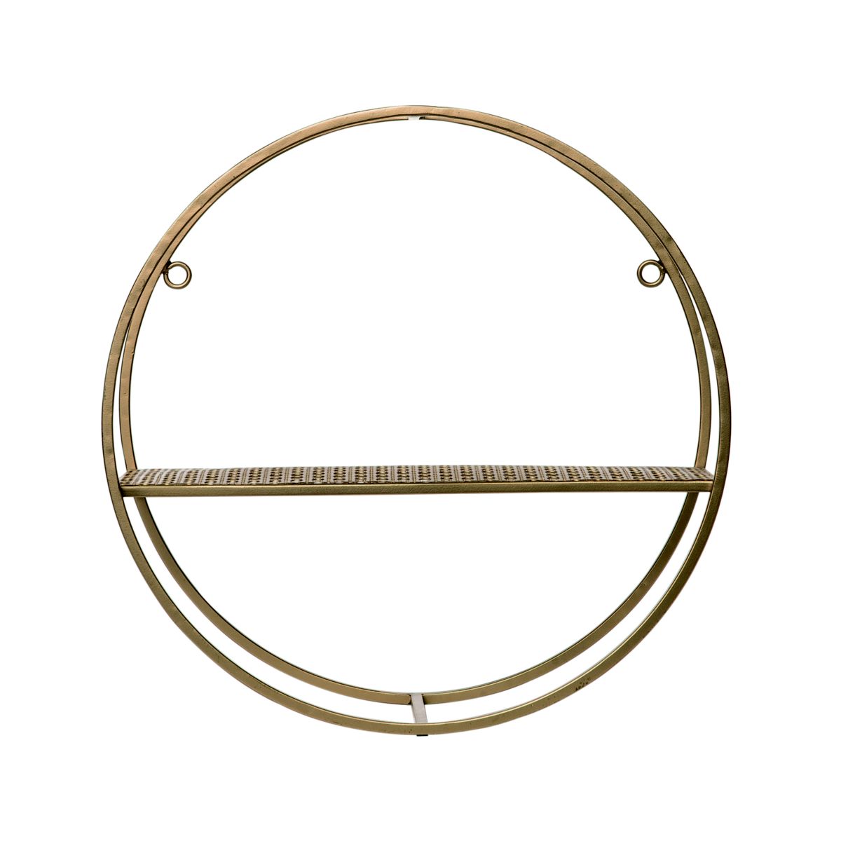 Transpac Metal 13.75 in. Gold  Single Shelf Round Wall Decor