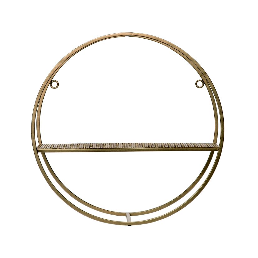 Transpac Metal 13.75 in. Gold  Single Shelf Round Wall Decor