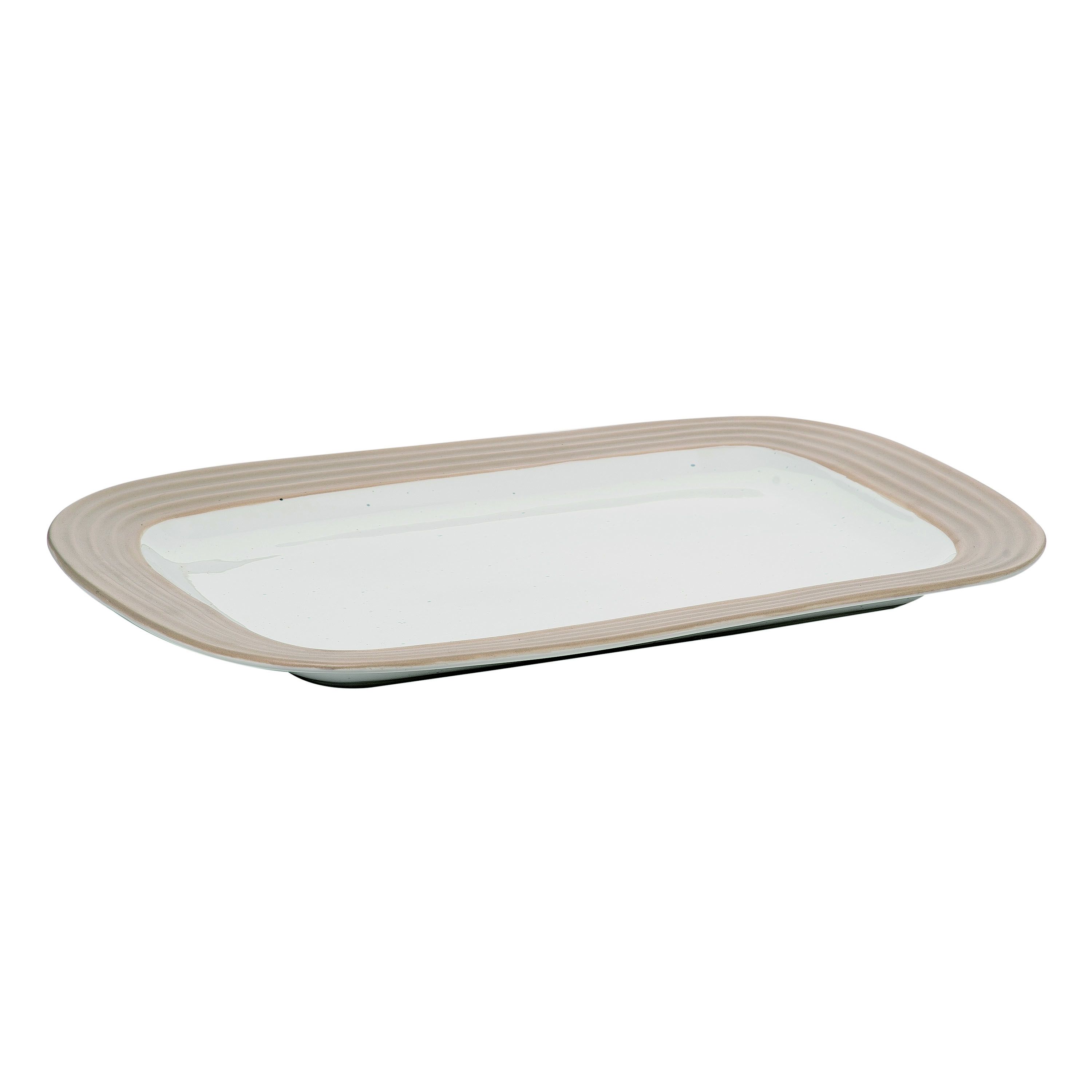 Transpac Ceramic 16.3 in. Off-White  Rectangular Platter