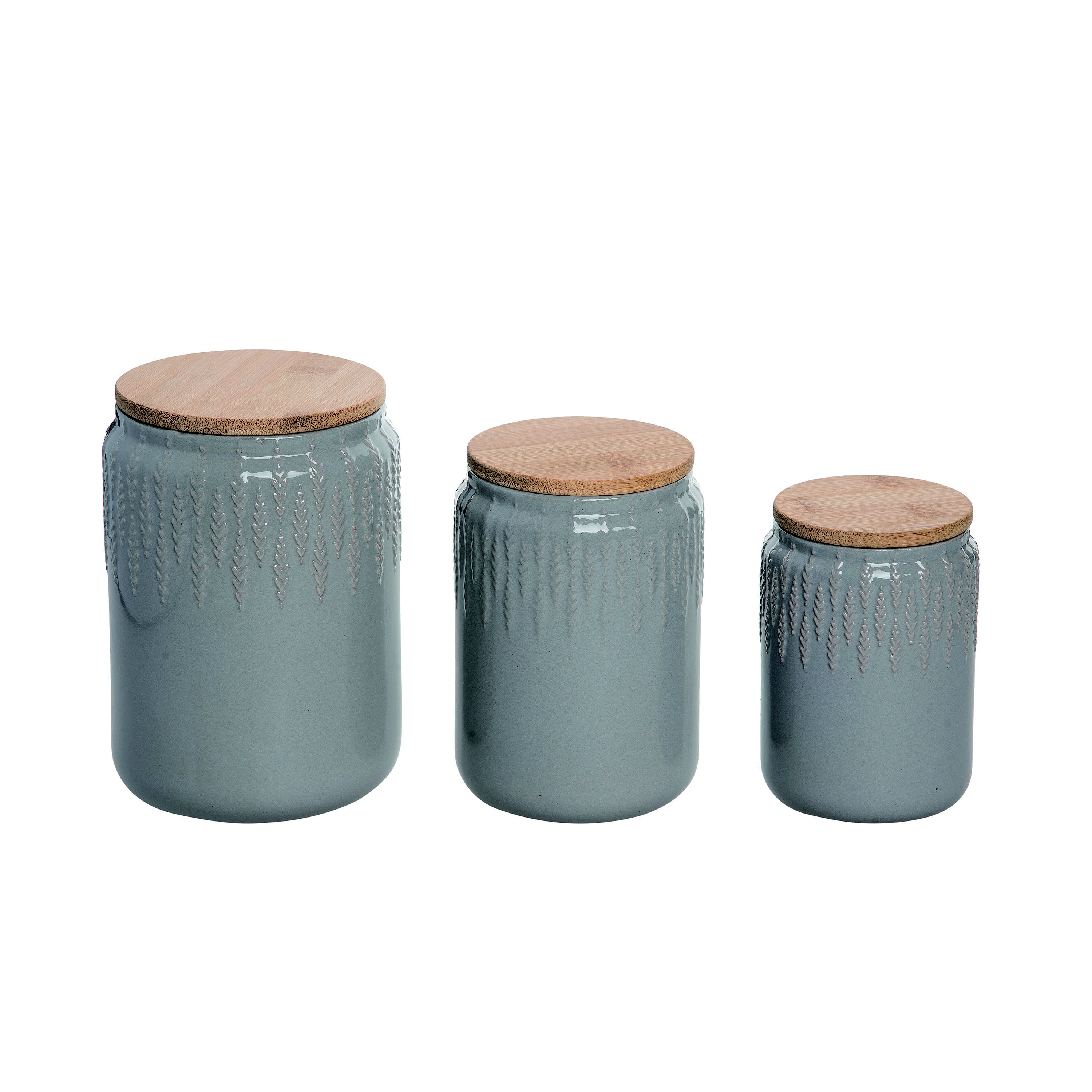 Transpac Ceramic 7.5" Brown Common Ground Canister Set of 3