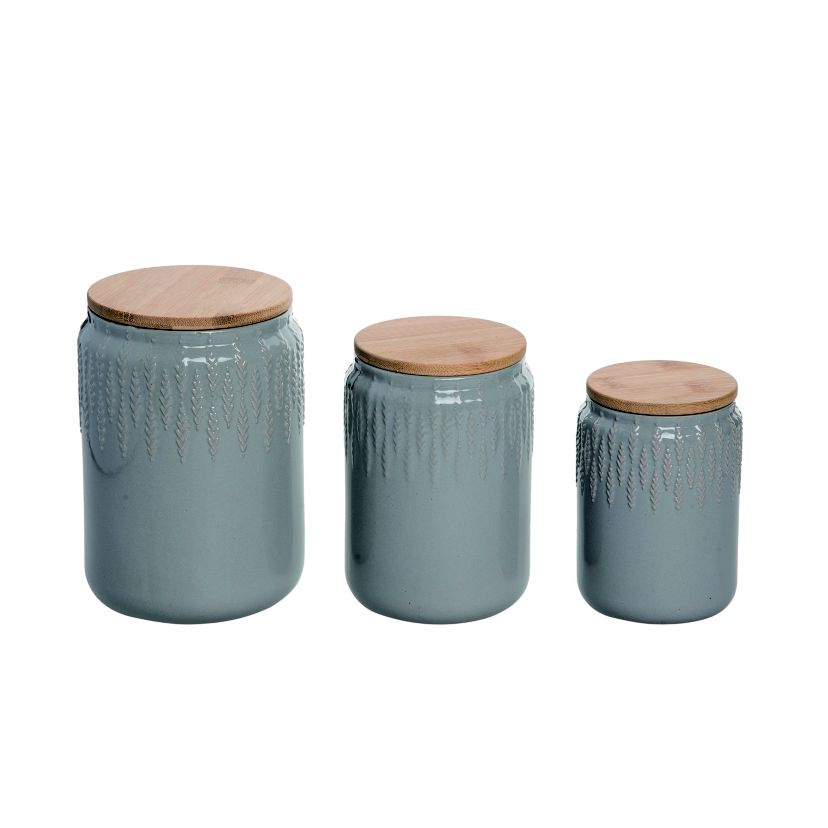 Transpac Ceramic 7.5" Brown Common Ground Canister Set of 3