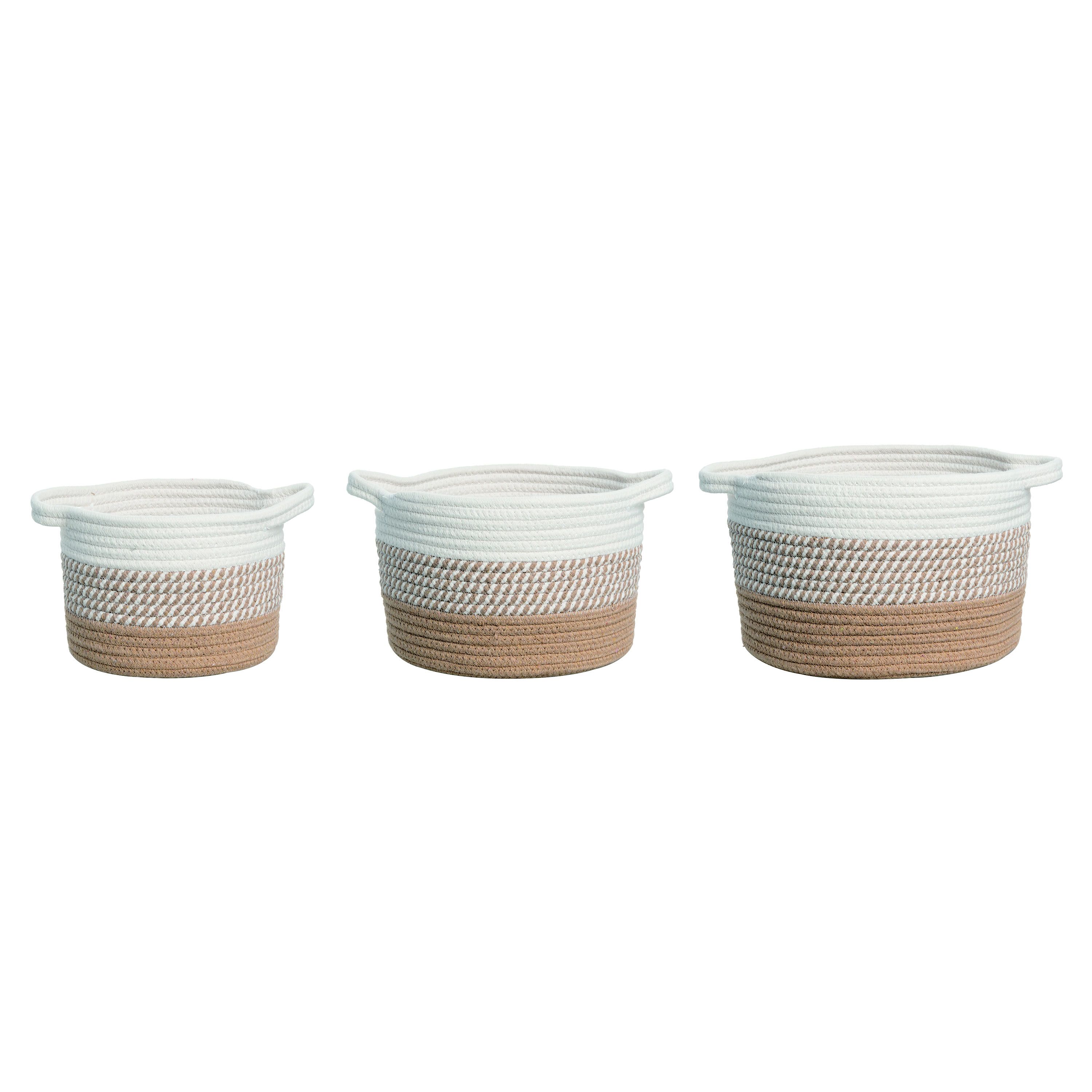Transpac Natural Fiber 11.02 in. Brown Baskets Set of 3