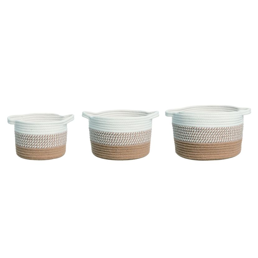 Transpac Natural Fiber 11.02 in. Brown Baskets Set of 3