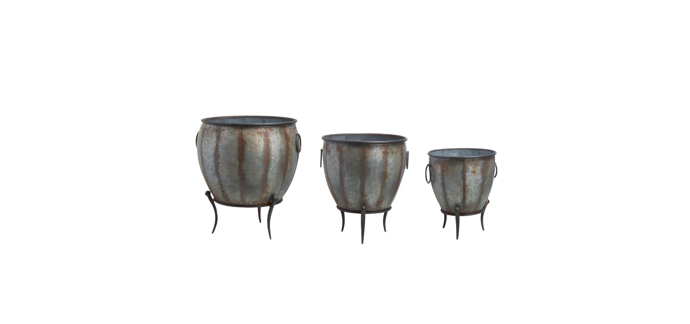 Transpac 22.25 in. Metal Standing Containers Set of 3