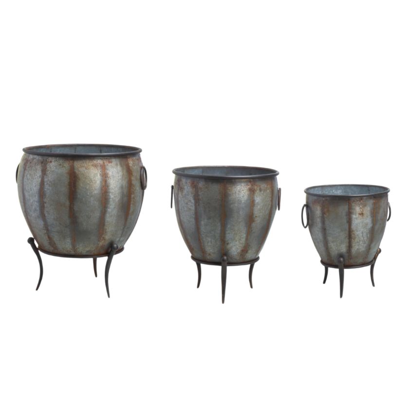 Transpac 22.25 in. Metal Standing Containers Set of 3