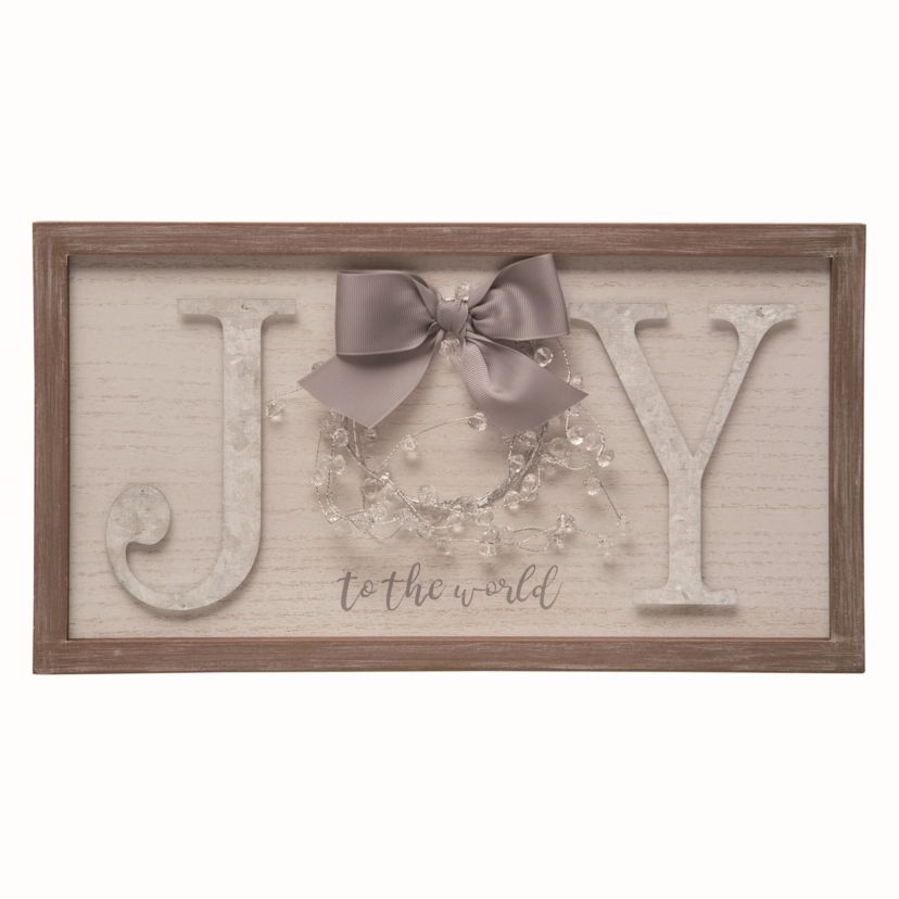 Transpac Wood 15.75 in. Multicolor Christmas Joy Wreath Wall Decor