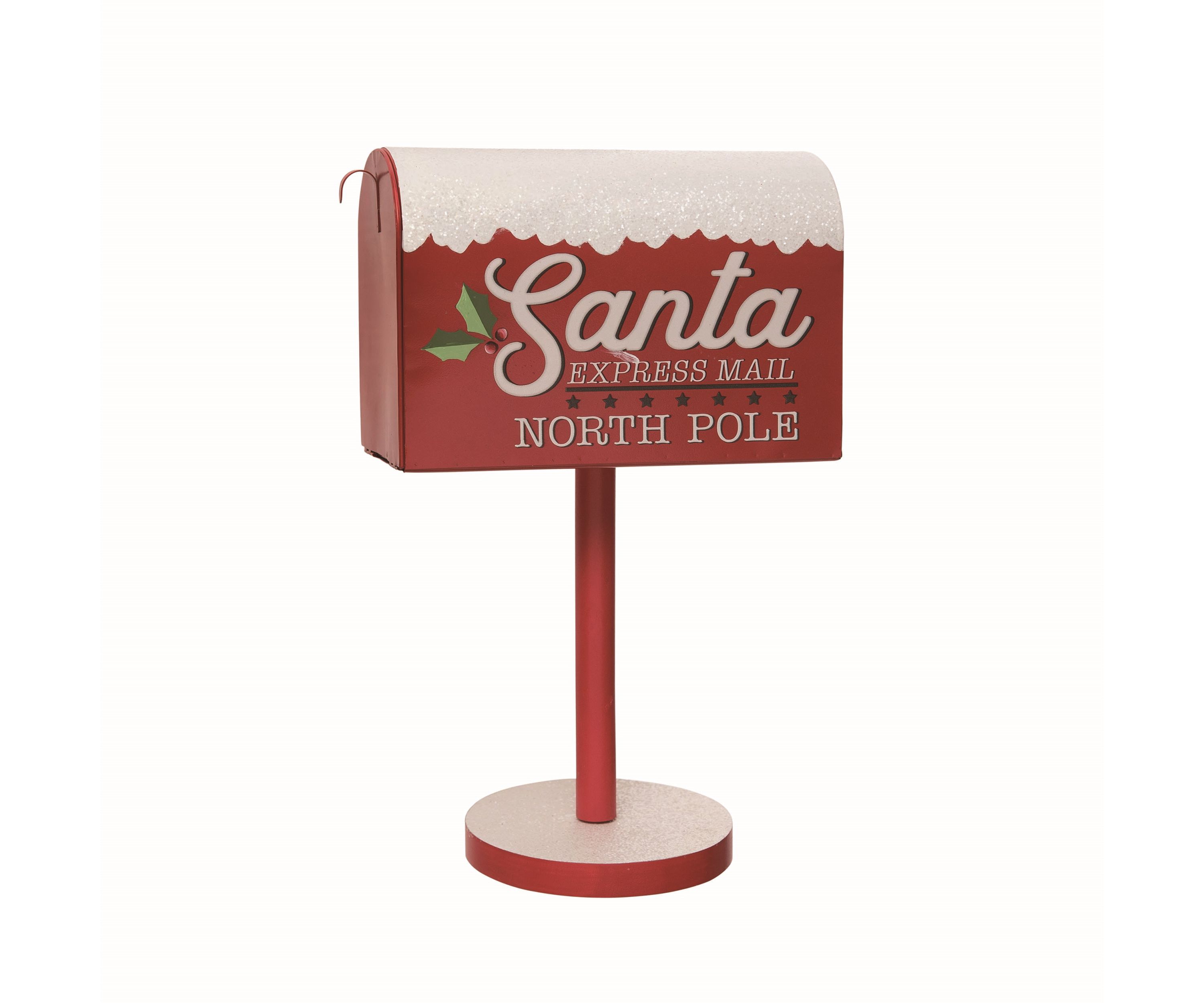 Transpac Metal 15.5 in. Multicolor Christmas Santa’s Standing Mailbox Decor