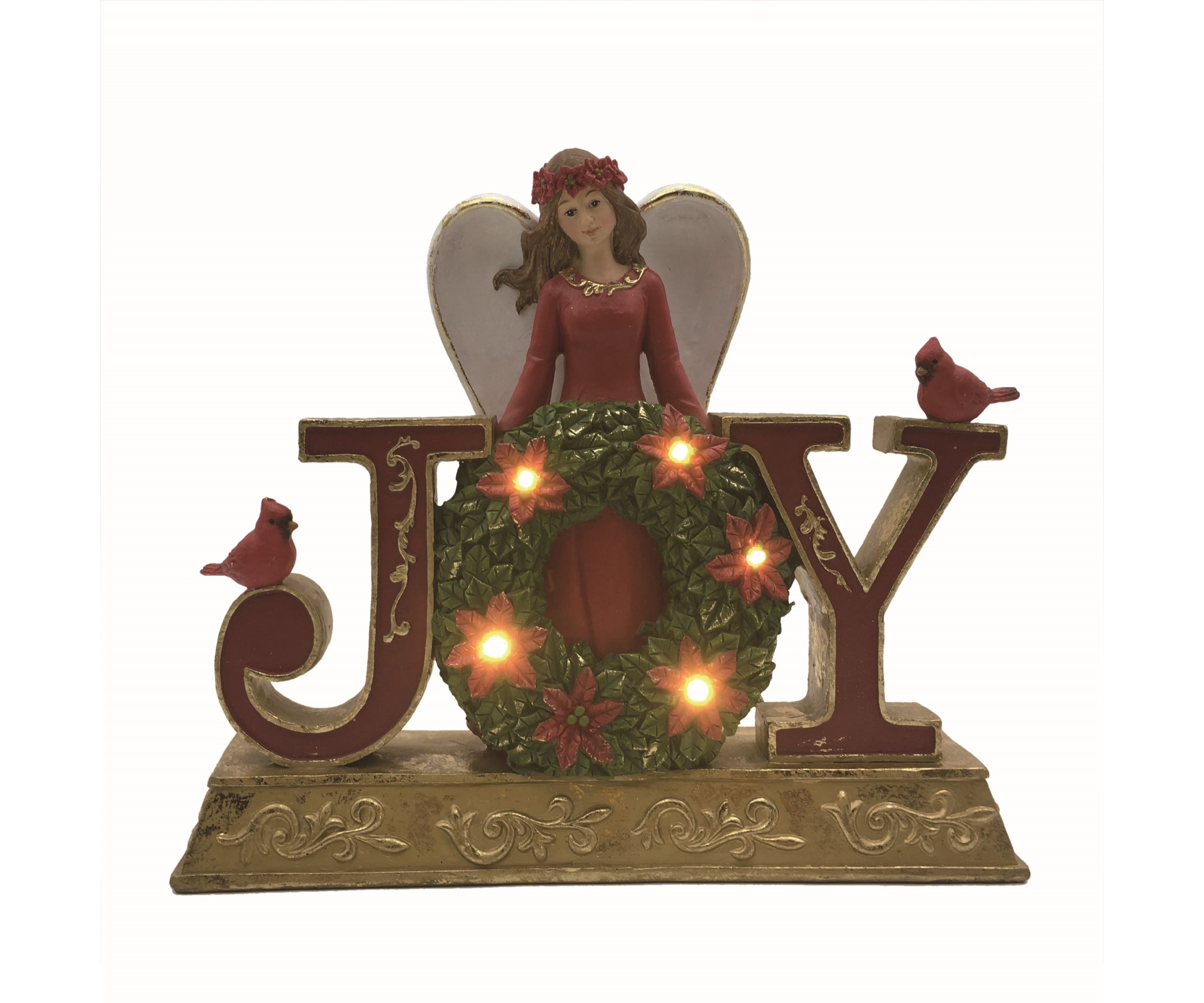 Transpac Resin 10 in. Multicolor Christmas Light Up Angel Joy Decor