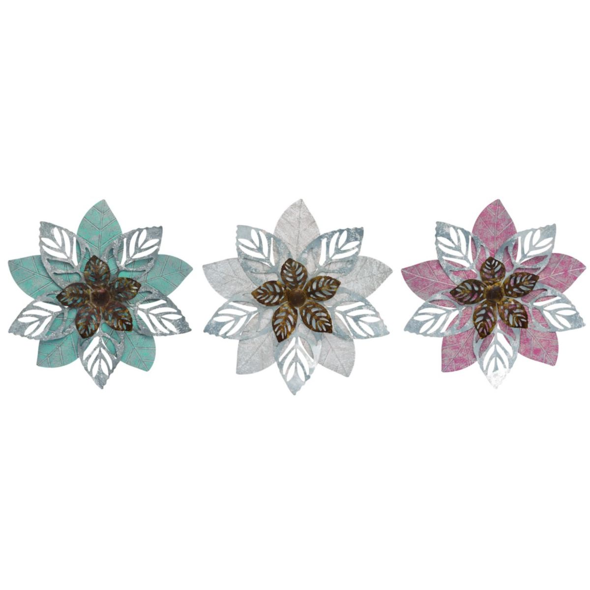 Transpac Galvanized Metal Wall Art Set of 3 Spring Home Decorations