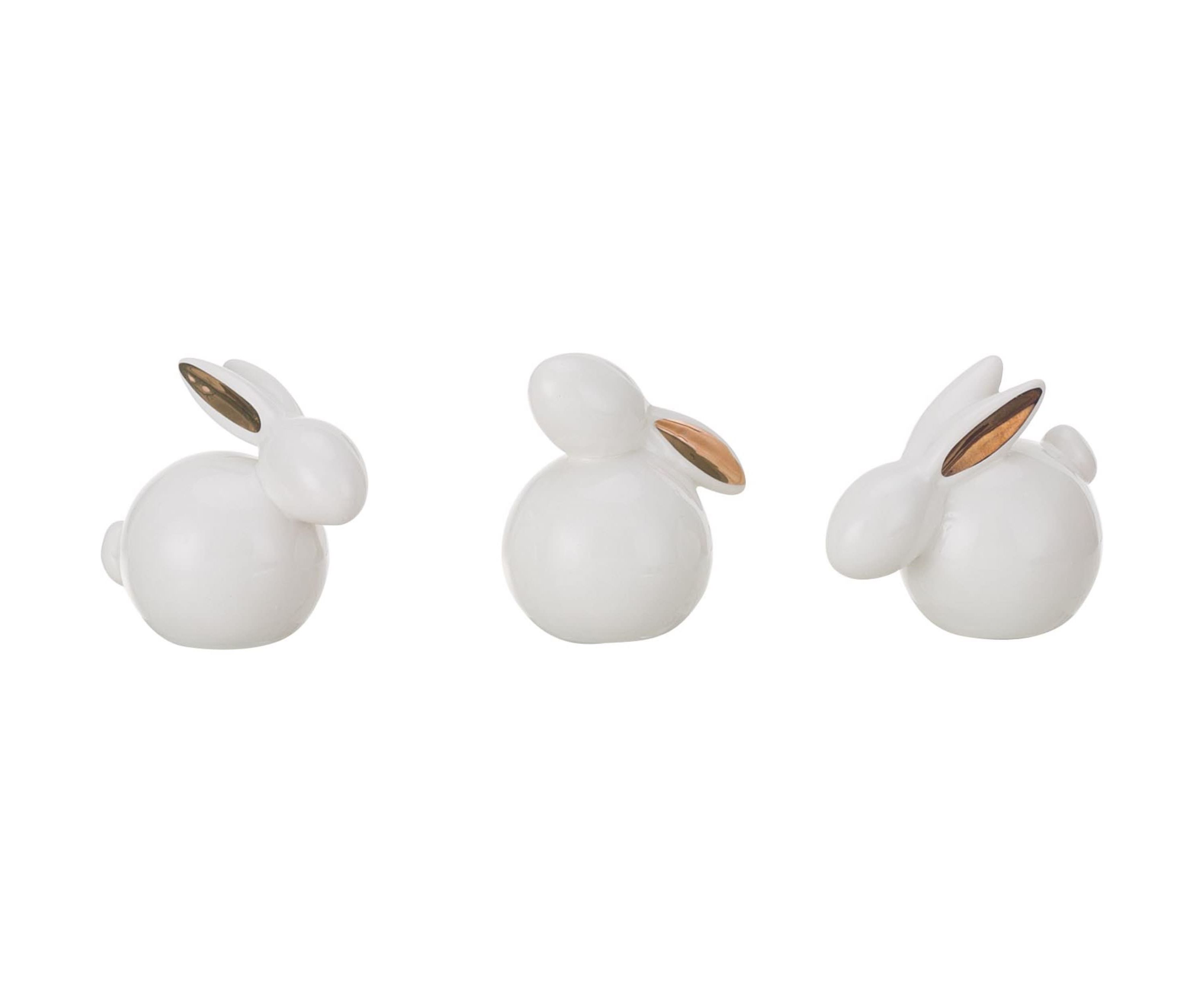 Transpac Small Dol Gold Ear Bunny Figurine Set of 3 Spring Home Decorations