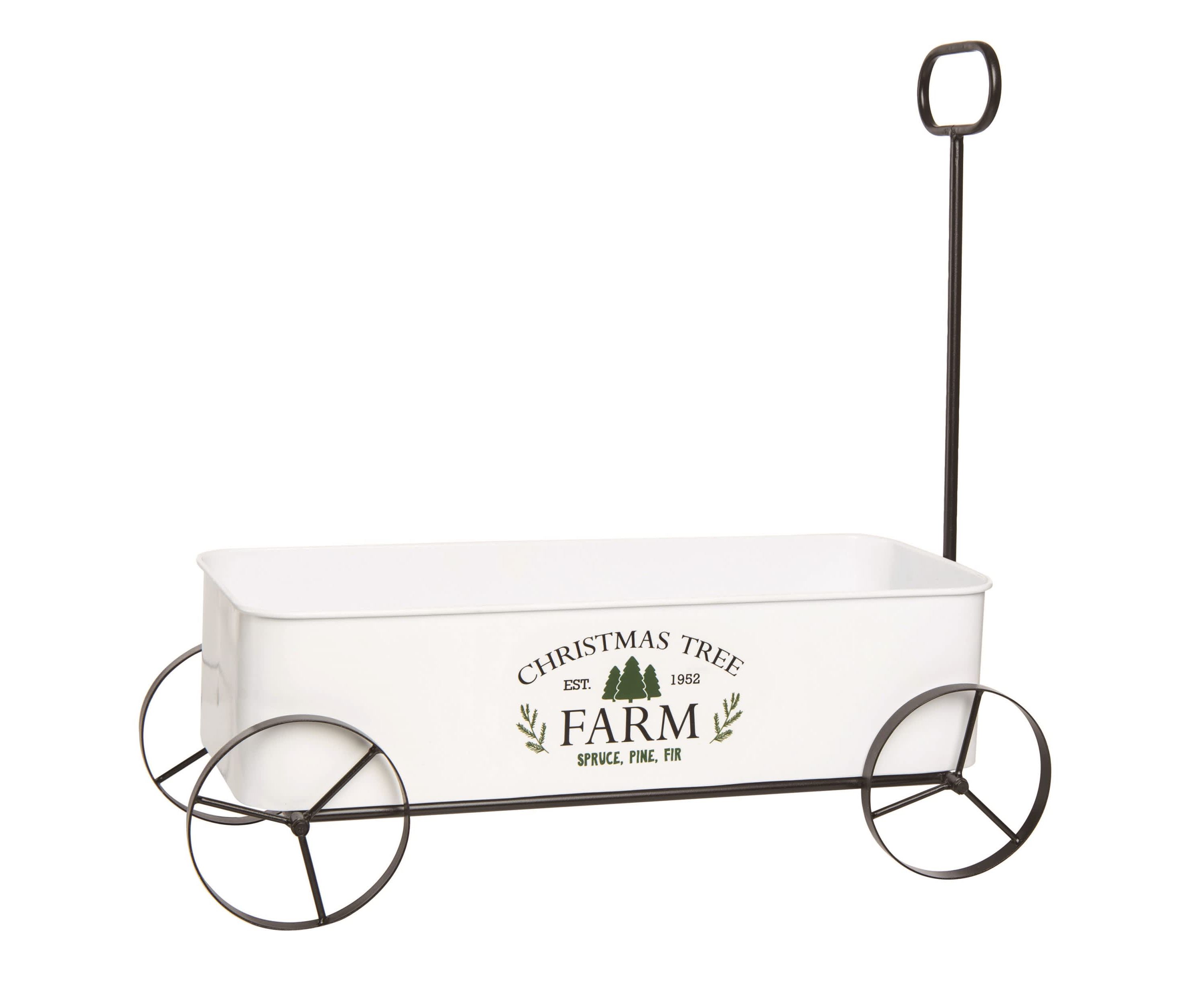 Transpac Christmas Metal Enamel Christmas Tree Farm Wagon