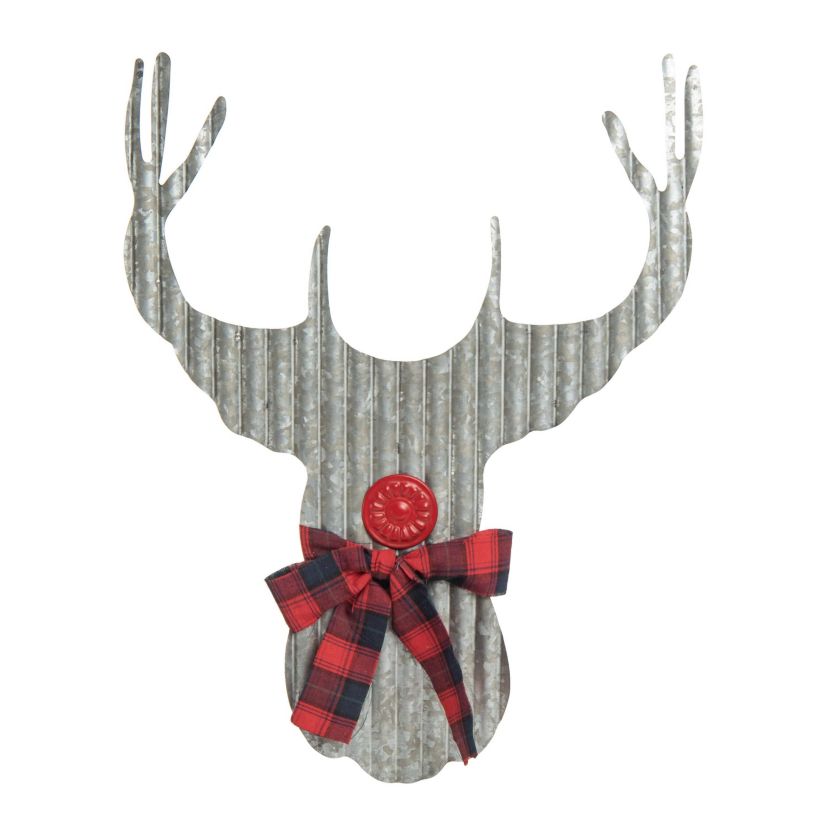 Transpac Christmas Metal Corrugated Reindeer w/Scarf Wall Decor