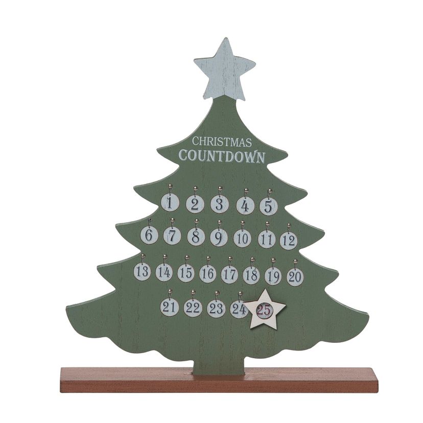 Transpac Christmas MDF Christmas Countdown Set of 2