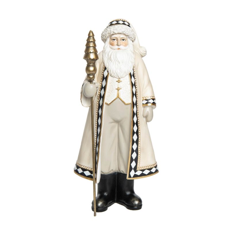 Transpac Christmas Resin Neutral Glam Santa Decor
