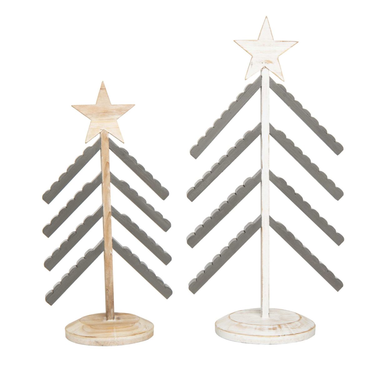 Transpac Christmas Wood Christmas Trees Set of 2
