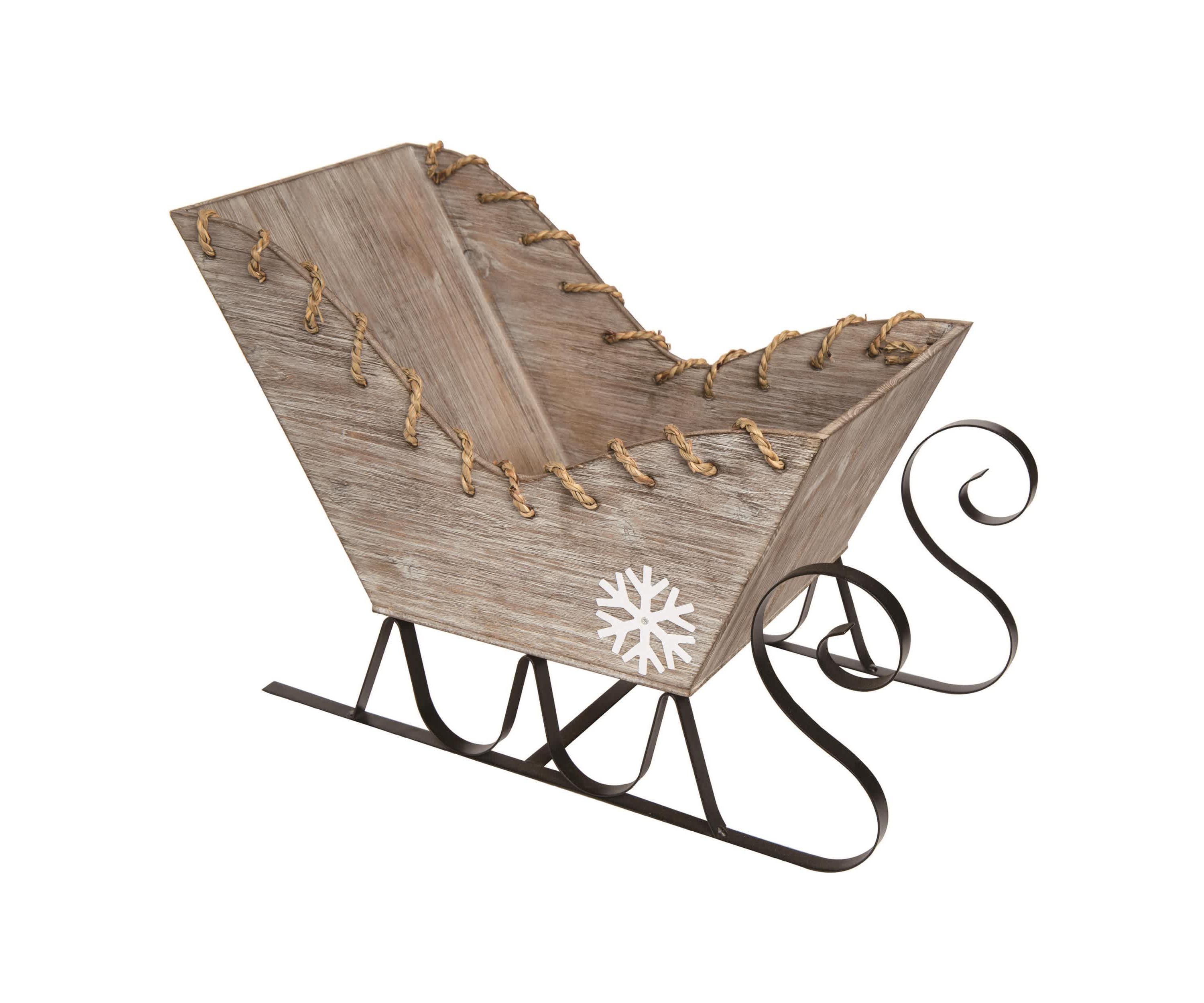 Transpac Christmas Wood Rustic Sleigh Decor