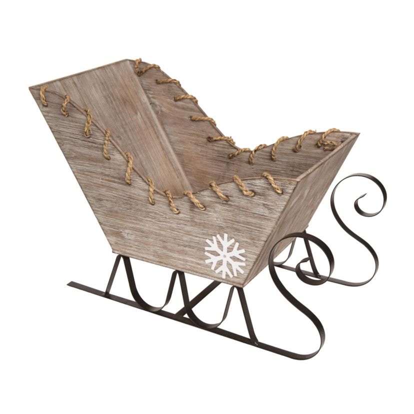 Transpac Christmas Wood Rustic Sleigh Decor