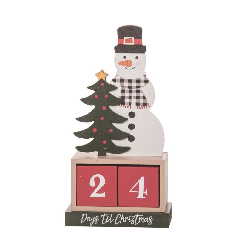 Transpac Wood 9.76 in. Multicolor Christmas Snowman Block Countdown Set of 3